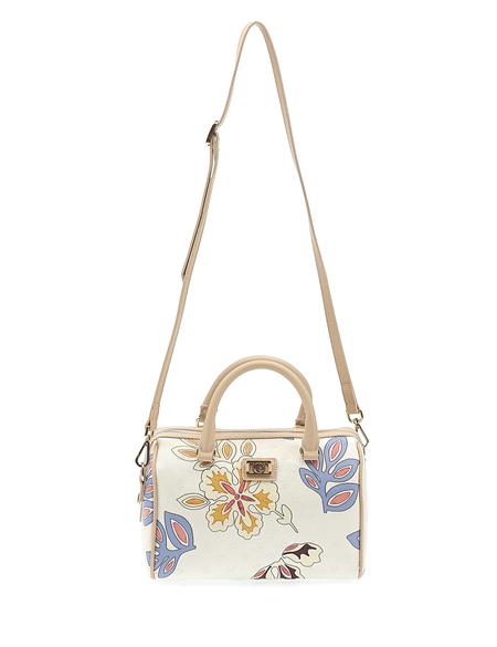 Beyaz Çiçek Desenli Uzun Askılı Kol Çantası - 50244551001