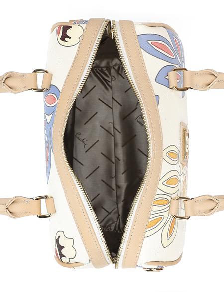 Beyaz Çiçek Desenli Uzun Askılı Kol Çantası - 50244551001