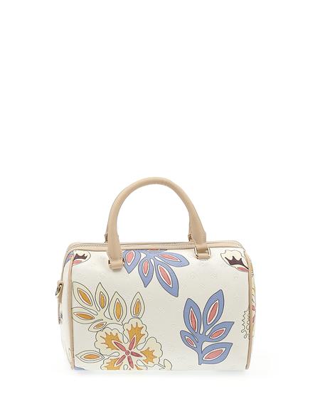 Beyaz Çiçek Desenli Uzun Askılı Kol Çantası - 50244551001