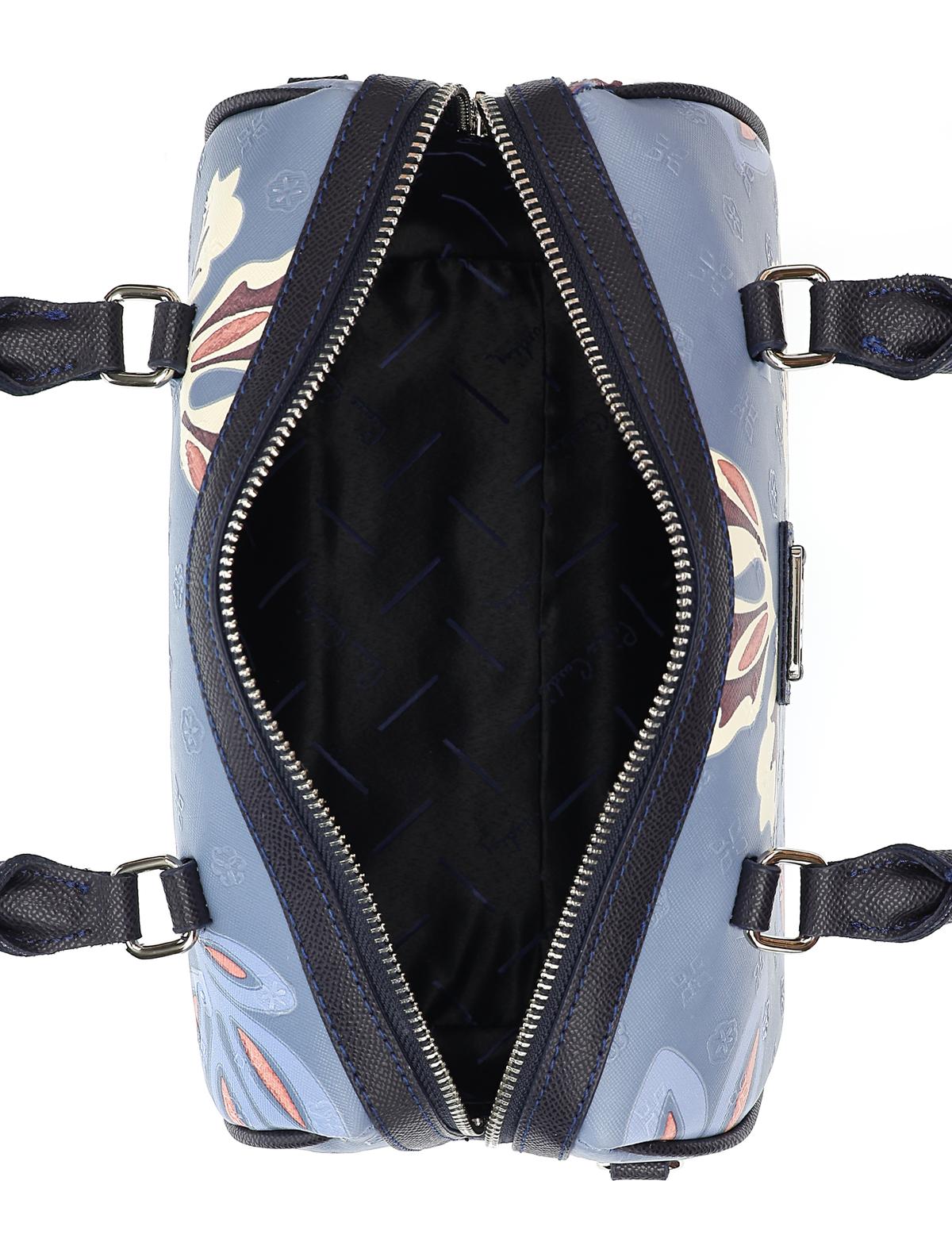 Mavi Çiçek Desenli Uzun Askılı Kol Çantası - 50244551003