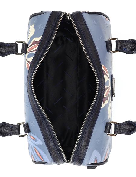 Mavi Çiçek Desenli Uzun Askılı Kol Çantası - 50244551003