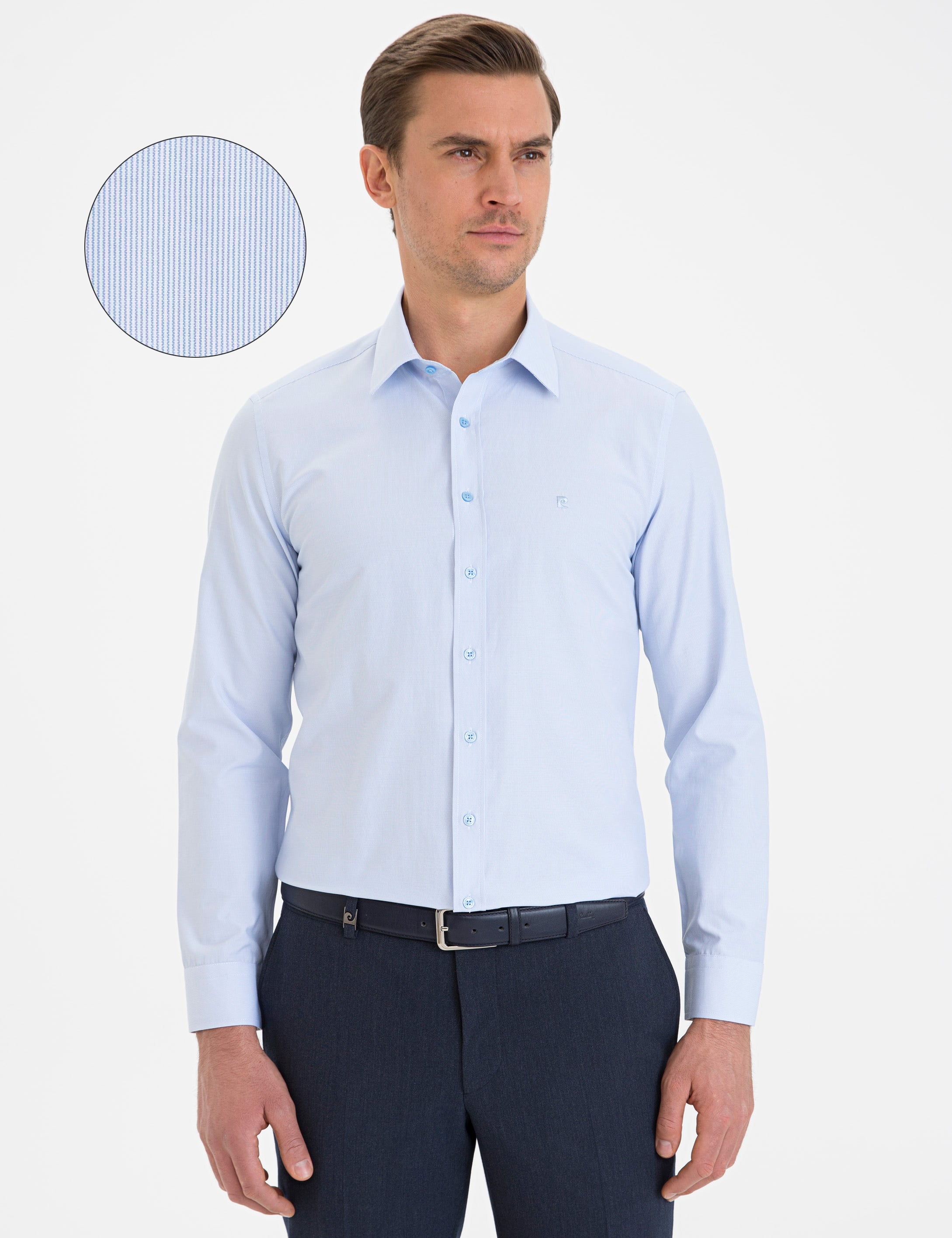 Mavi Slim Fit Uzun Kollu Gömlek - Image 1