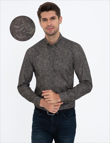 Haki Slim Fit Uzun Kollu Gömlek - 50228348016