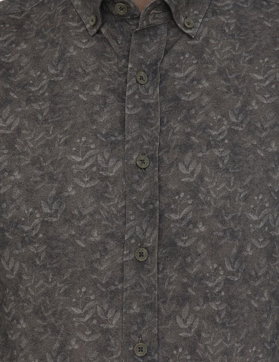 Haki Slim Fit Uzun Kollu Gömlek