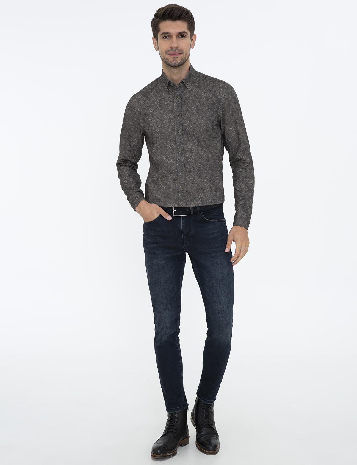 Haki Slim Fit Uzun Kollu Gömlek - 50228348016