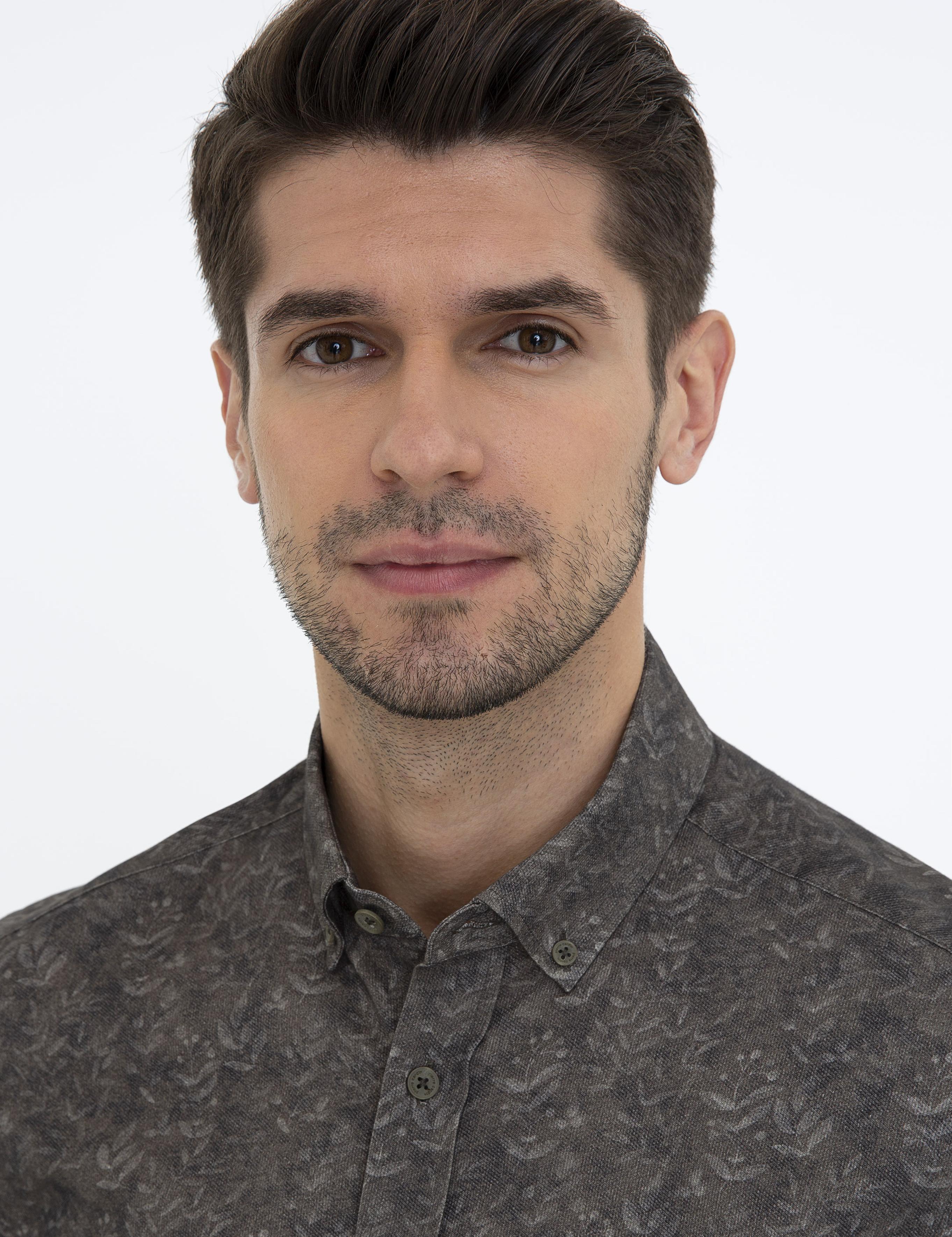 Haki Slim Fit Uzun Kollu Gömlek