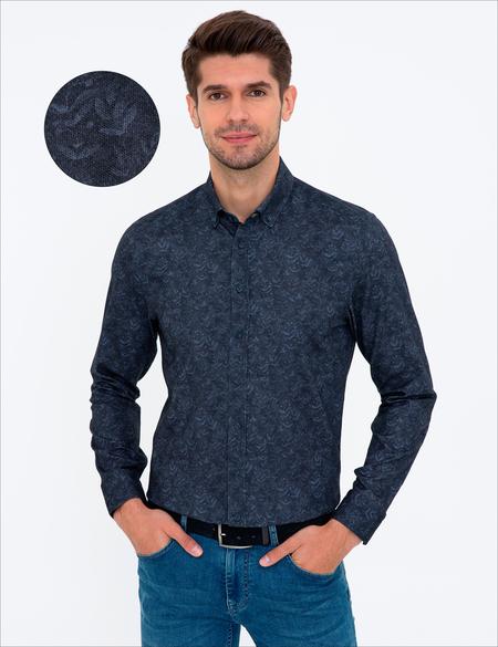 Lacivert Slim Fit Uzun Kollu Gömlek - 50228348024
