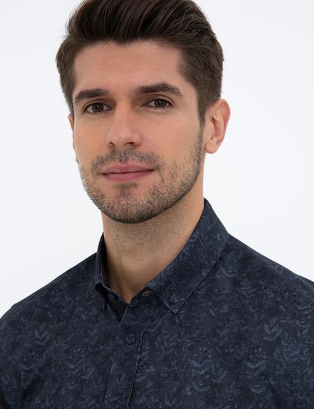 Lacivert Slim Fit Uzun Kollu Gömlek - 50228348024