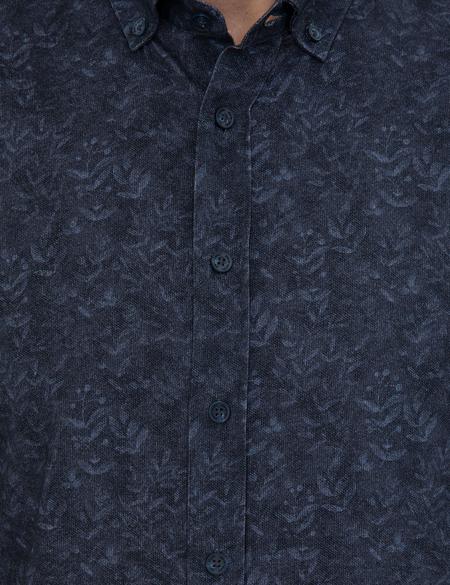 Lacivert Slim Fit Uzun Kollu Gömlek - 50228348024