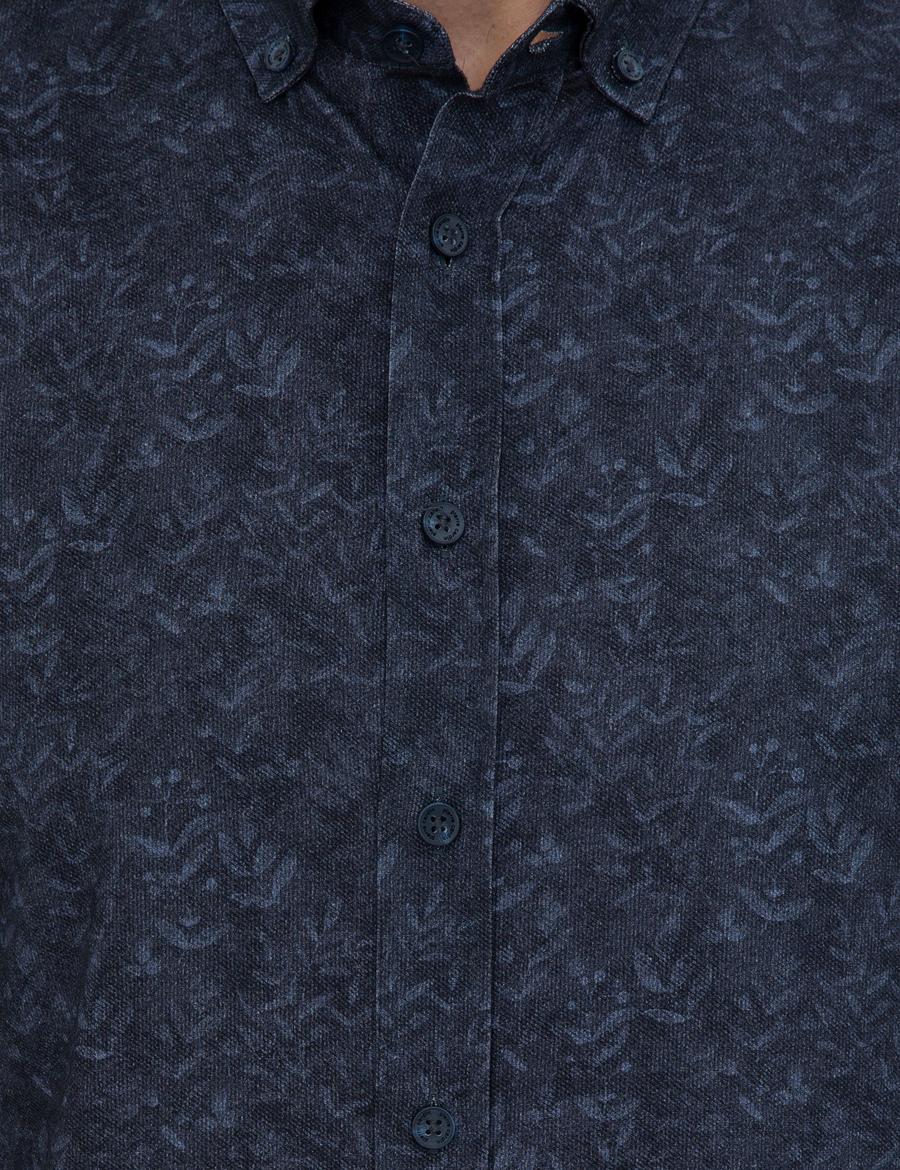 Lacivert Slim Fit Uzun Kollu Gömlek