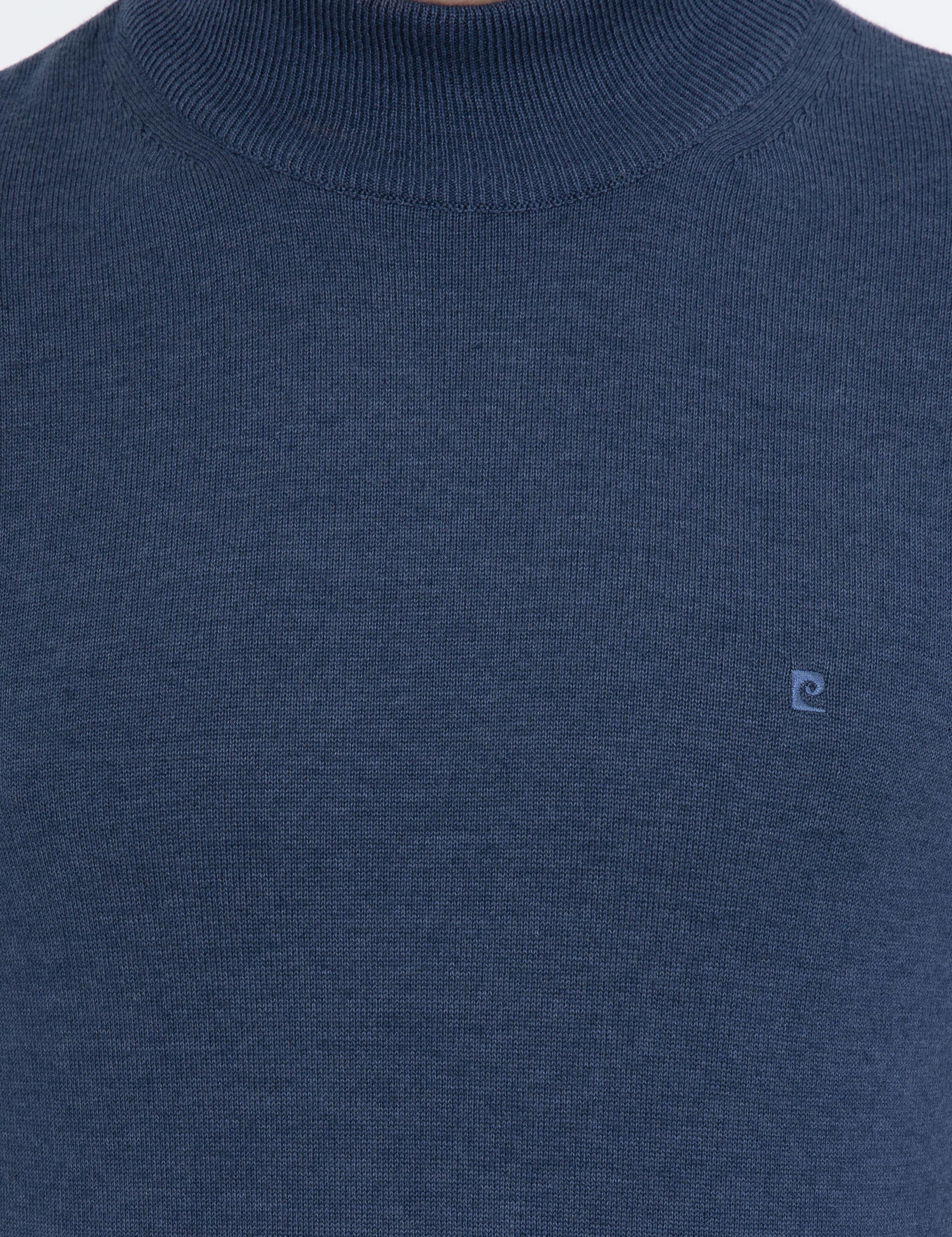 İndigo Melanj Slim Fit Yarım Balıkçı Yaka Basic Triko Kazak