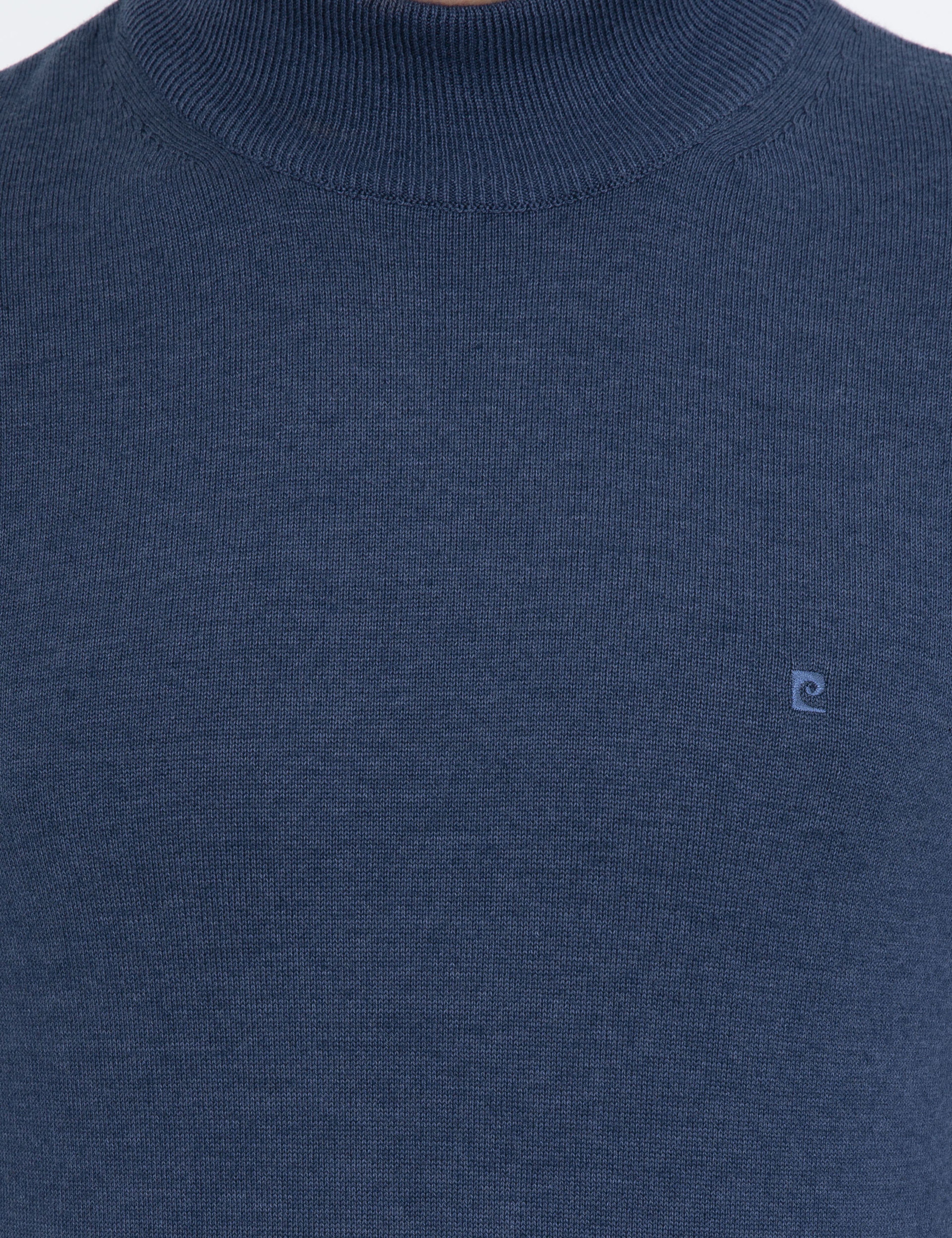 İndigo Melanj Slim Fit Yarım Balıkçı Yaka Basic Triko Kazak