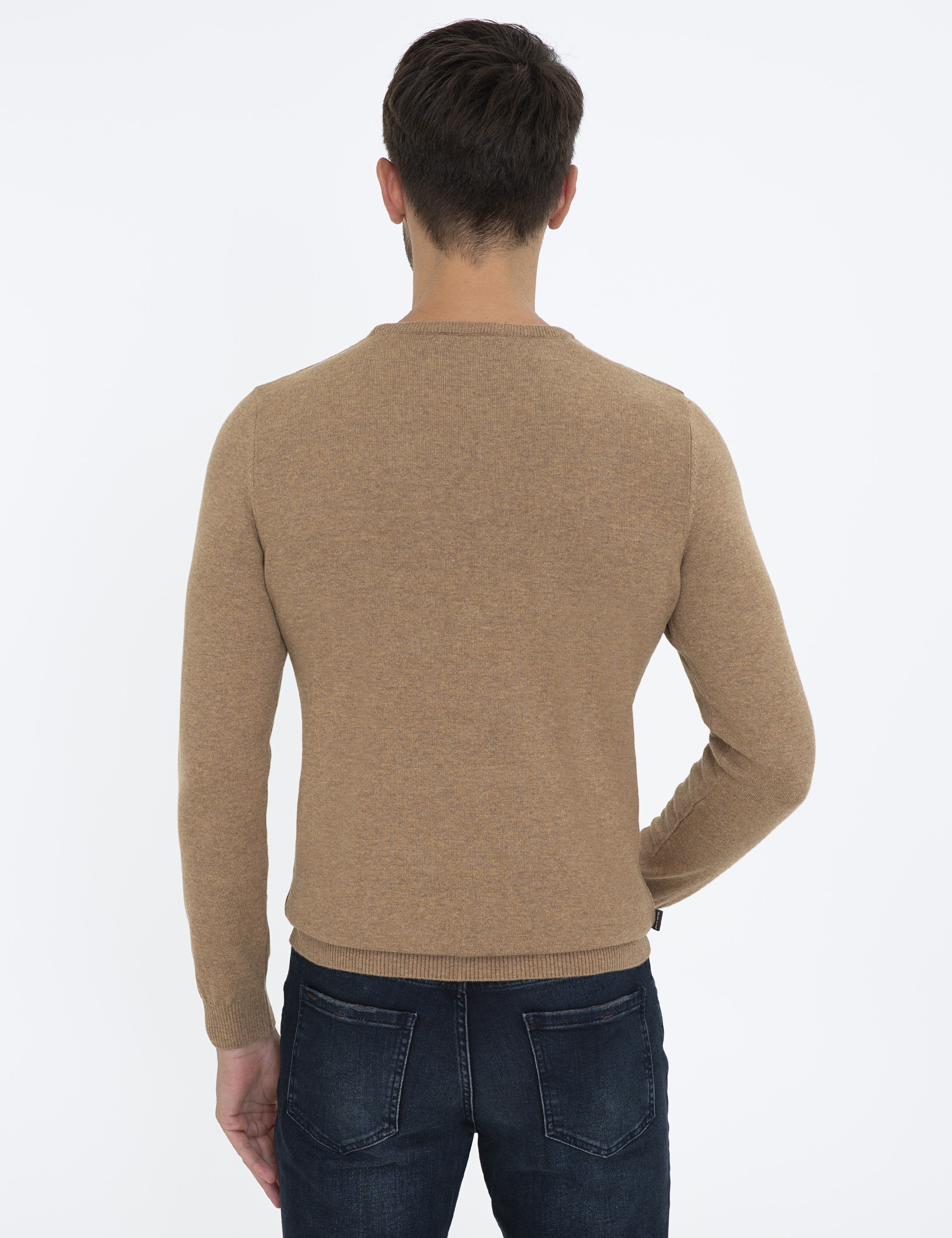 Camel Melanj Slim Fit Bisiklet Yaka Basic Triko Kazak - Image 4