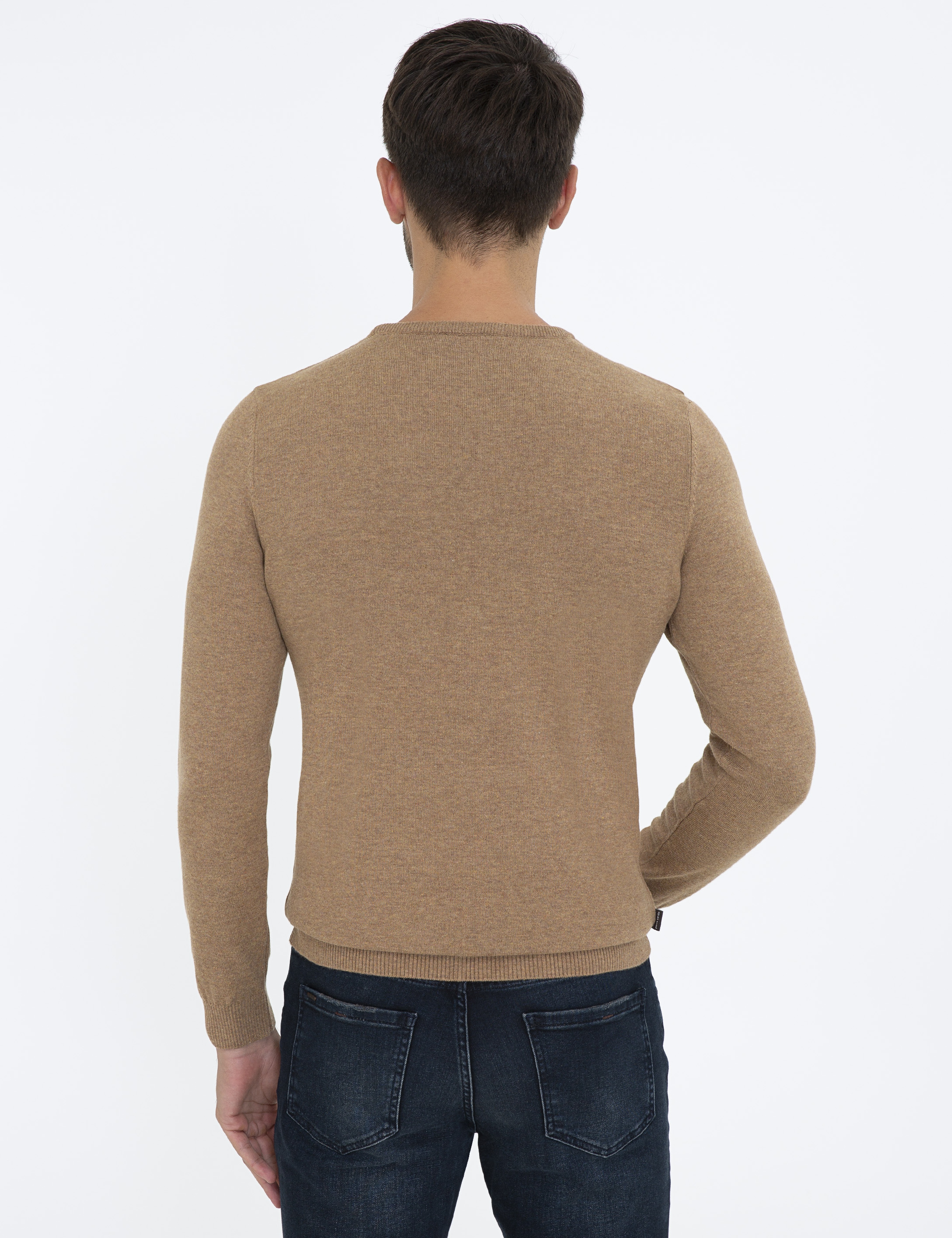 Camel Melanj Slim Fit Bisiklet Yaka Basic Triko Kazak