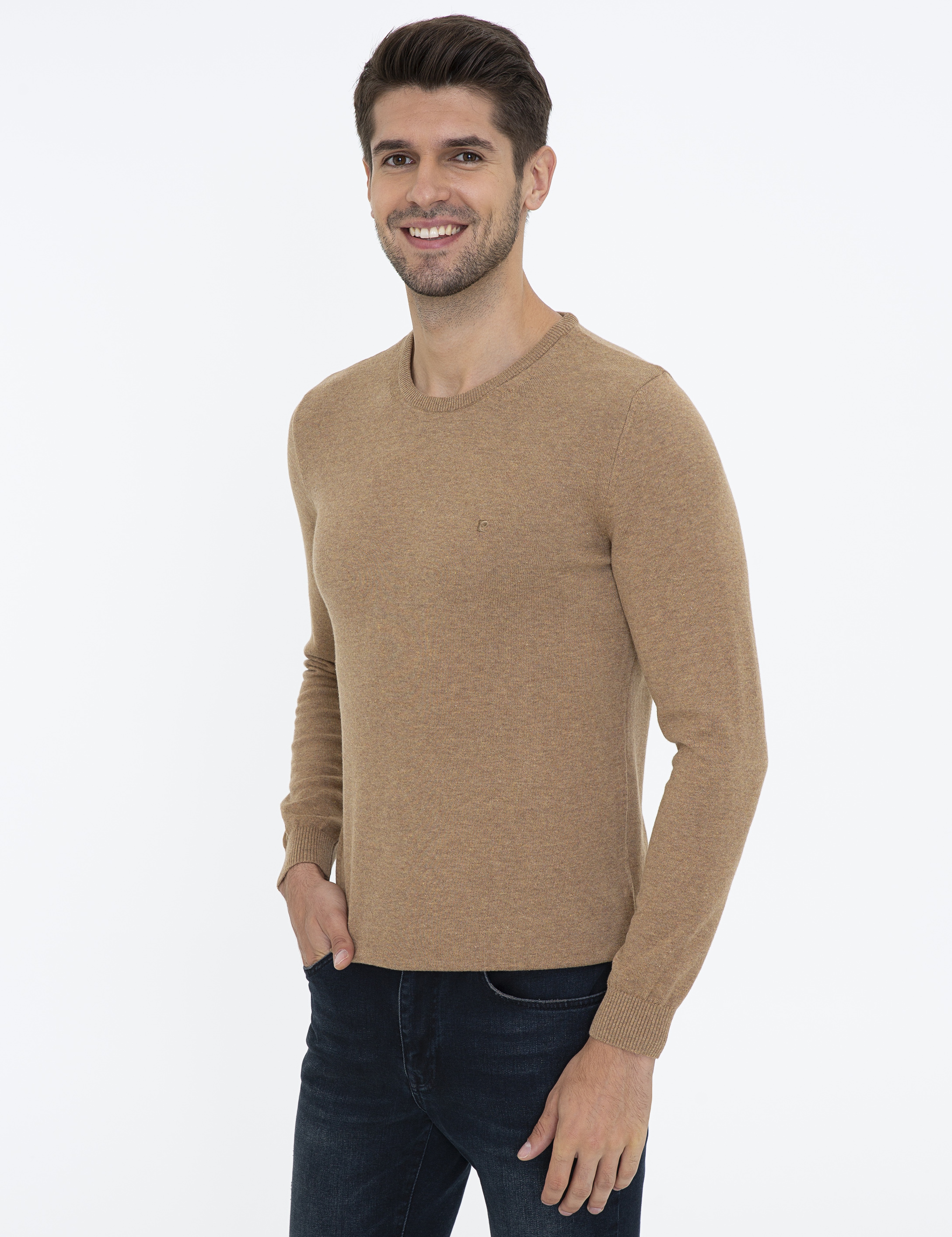 Camel Melanj Slim Fit Bisiklet Yaka Basic Triko Kazak - Image 3
