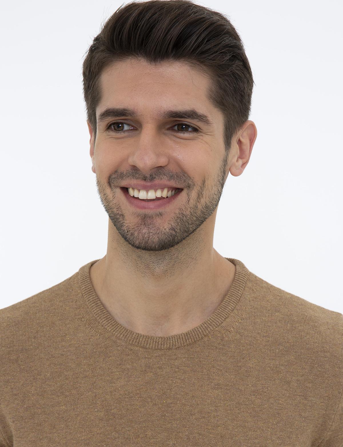 Camel Melanj Slim Fit Bisiklet Yaka Basic Triko Kazak - 50237801053