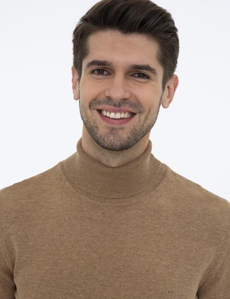 Camel Melanj Slim Fit Balıkçı Yaka Basic Triko Kazak - 50237807053