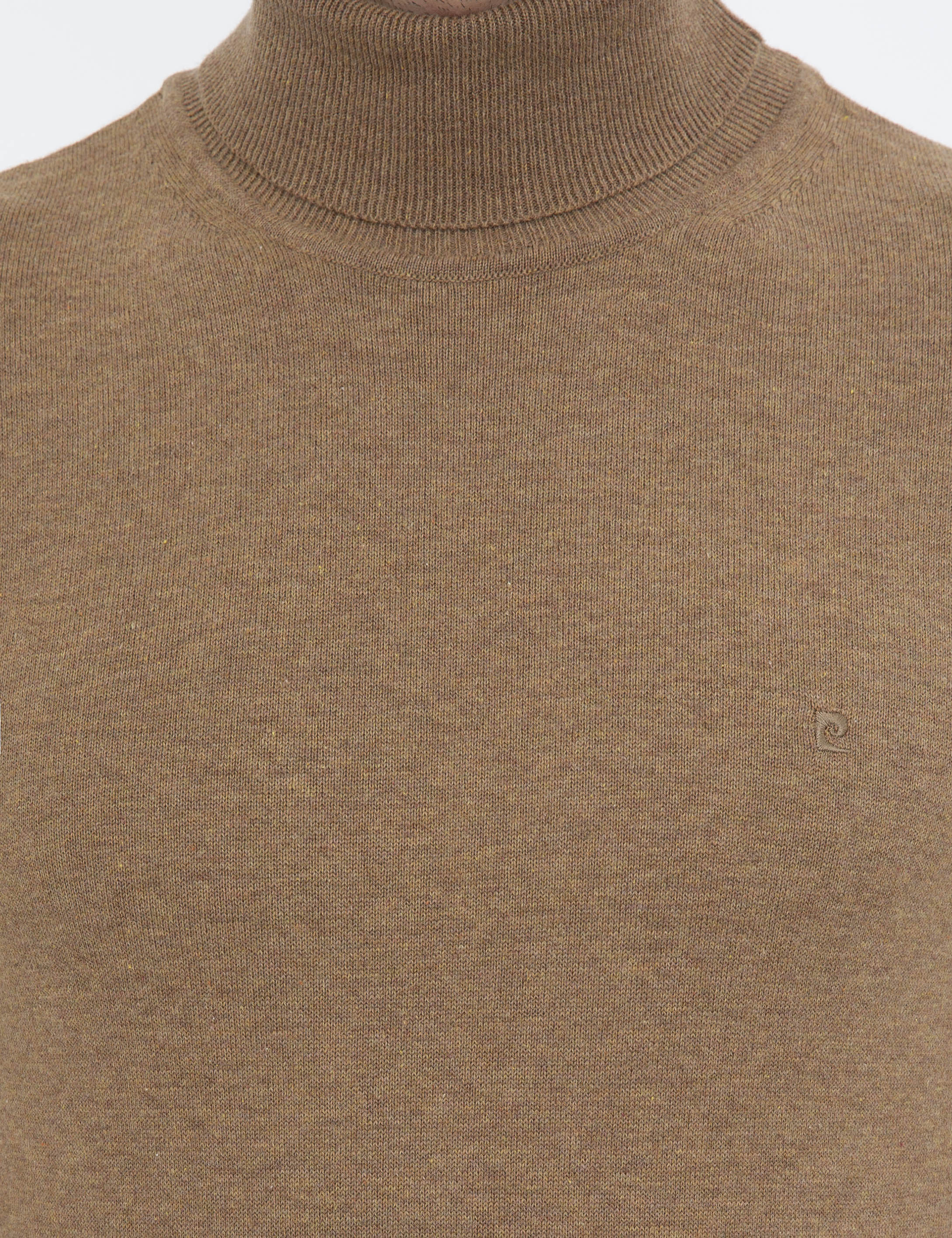 Camel Melanj Slim Fit Balıkçı Yaka Basic Triko Kazak