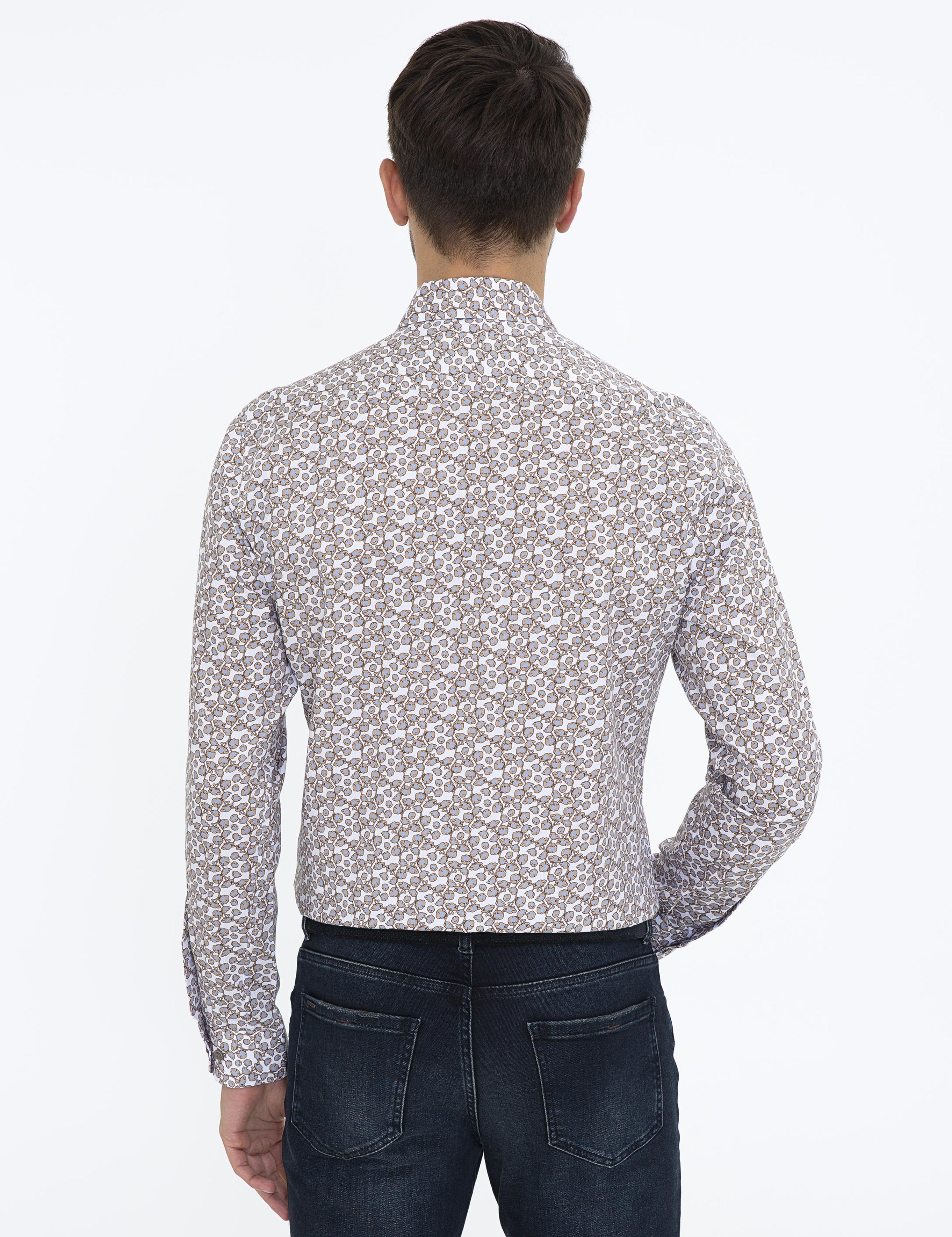 Kahverengi Slim Fit Uzun Kollu Gömlek