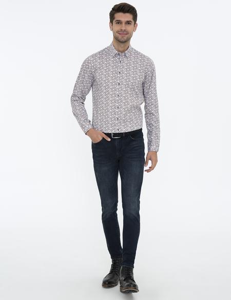 Kahverengi Slim Fit Uzun Kollu Gömlek - 50238716001