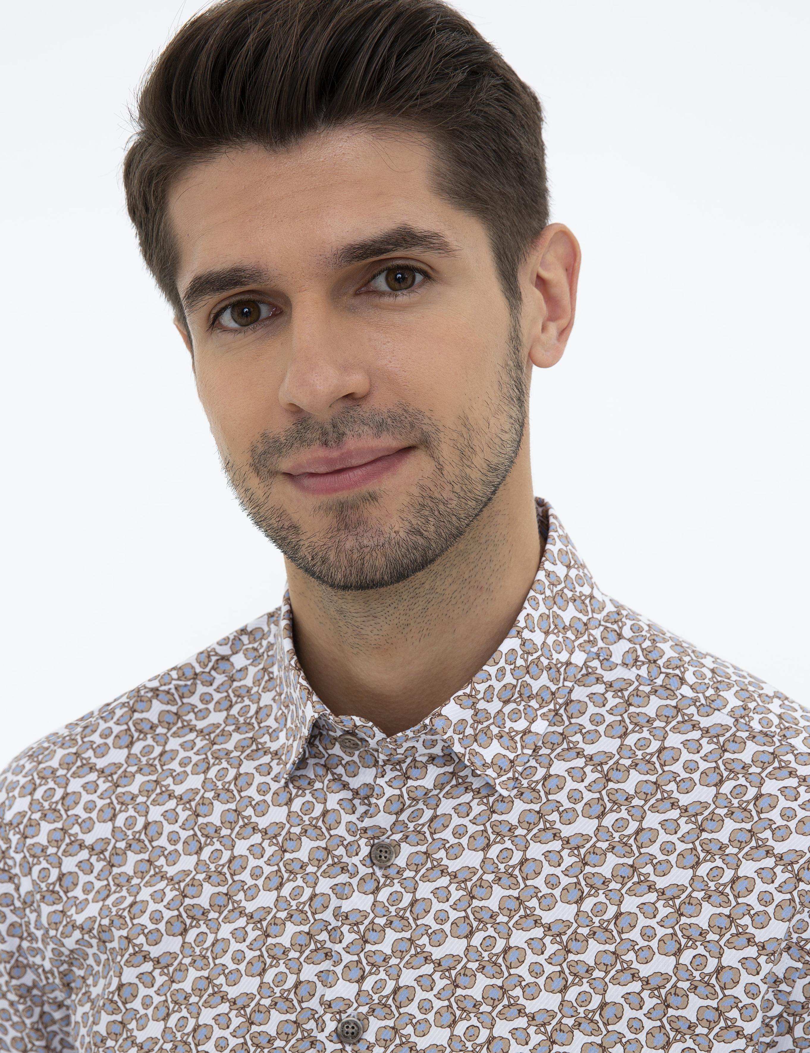 Kahverengi Slim Fit Uzun Kollu Gömlek