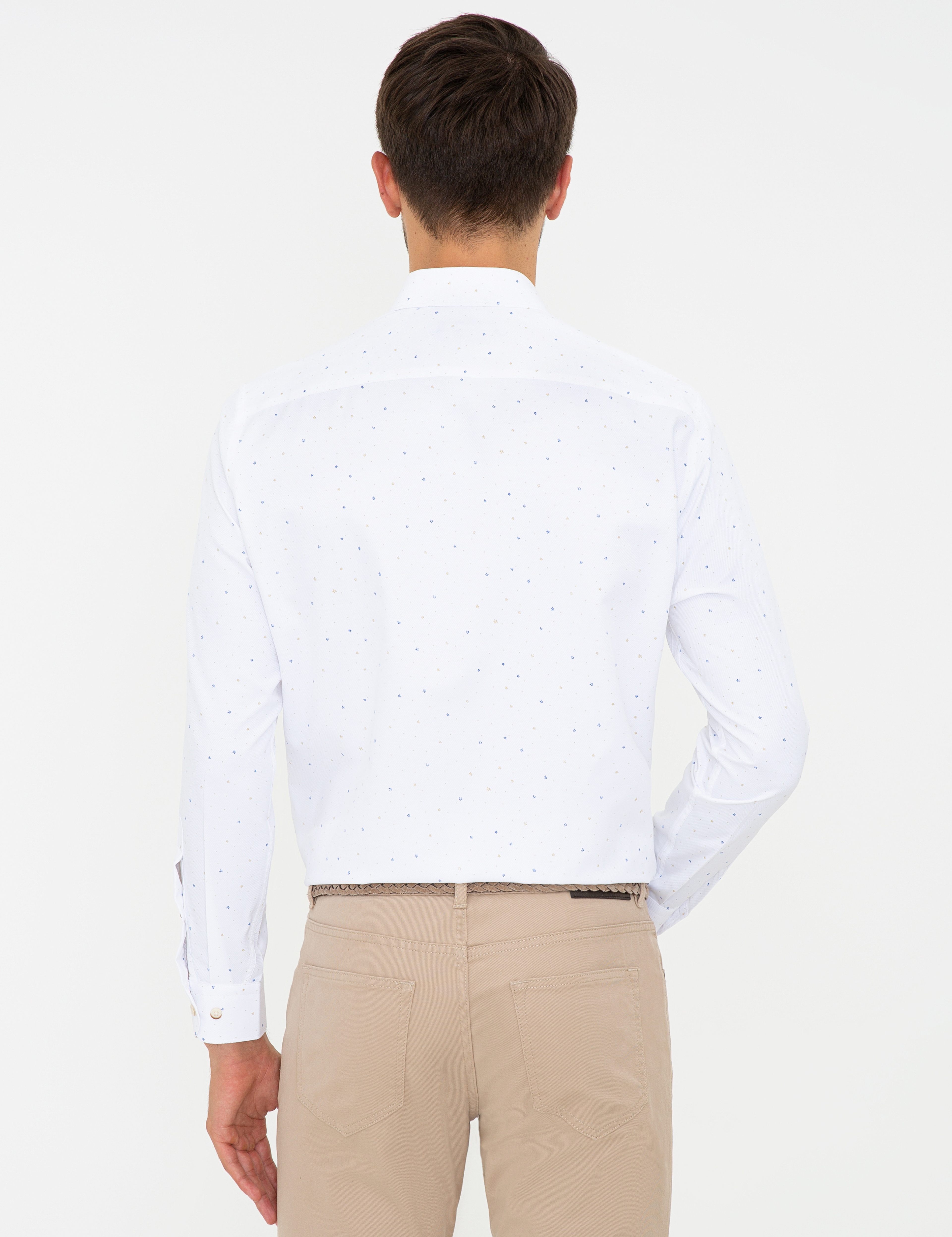 Beyaz Regular Fit Uzun Kollu Gömlek - Image 3