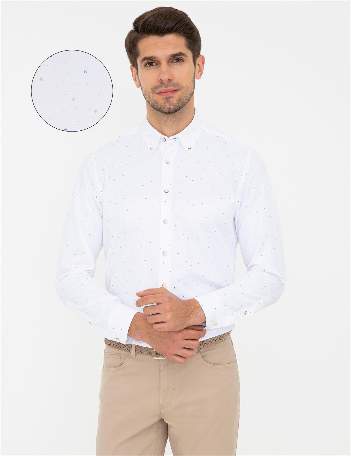 Beyaz Regular Fit Uzun Kollu Gömlek