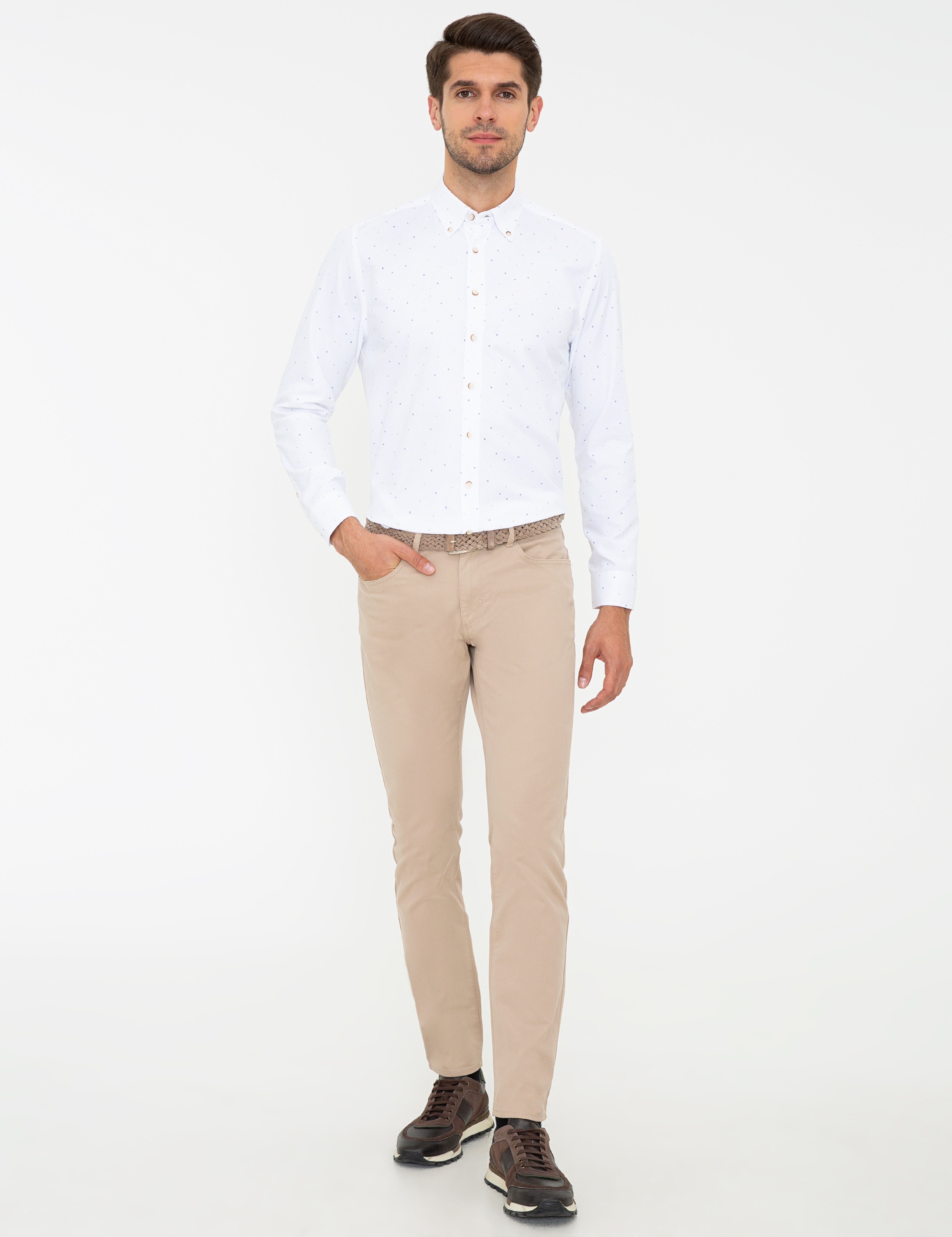 Beyaz Regular Fit Uzun Kollu Gömlek - Image 4