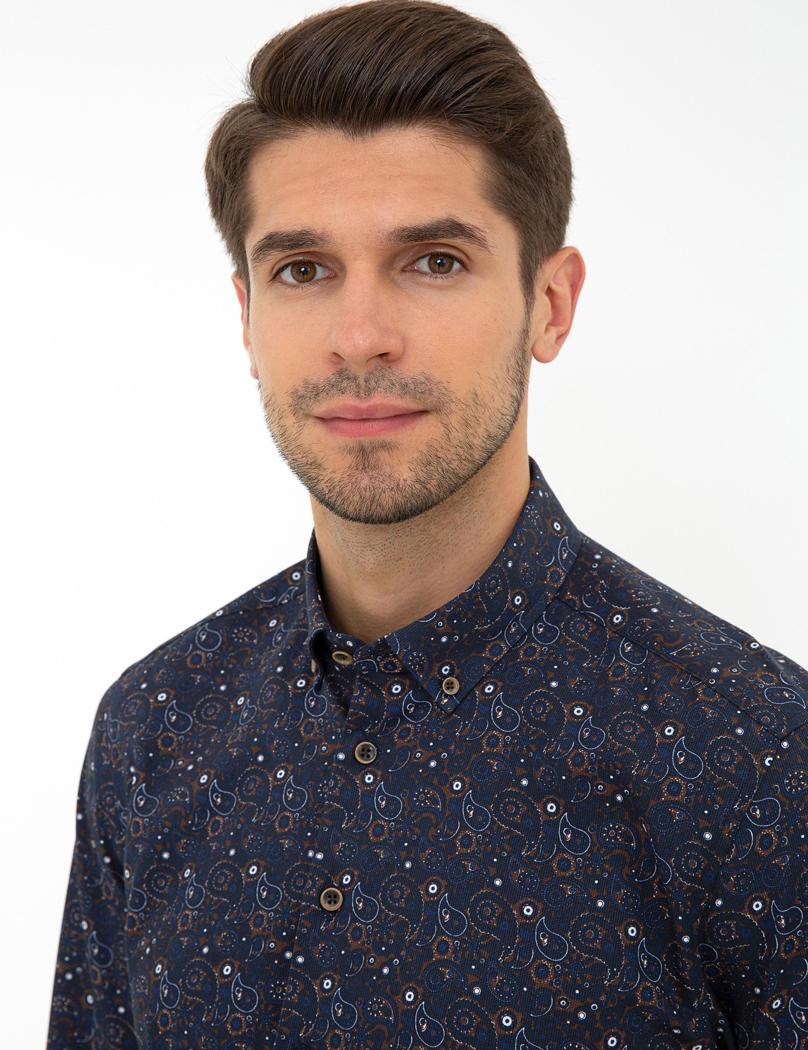 Lacivert Regular Fit Uzun Kollu Gömlek