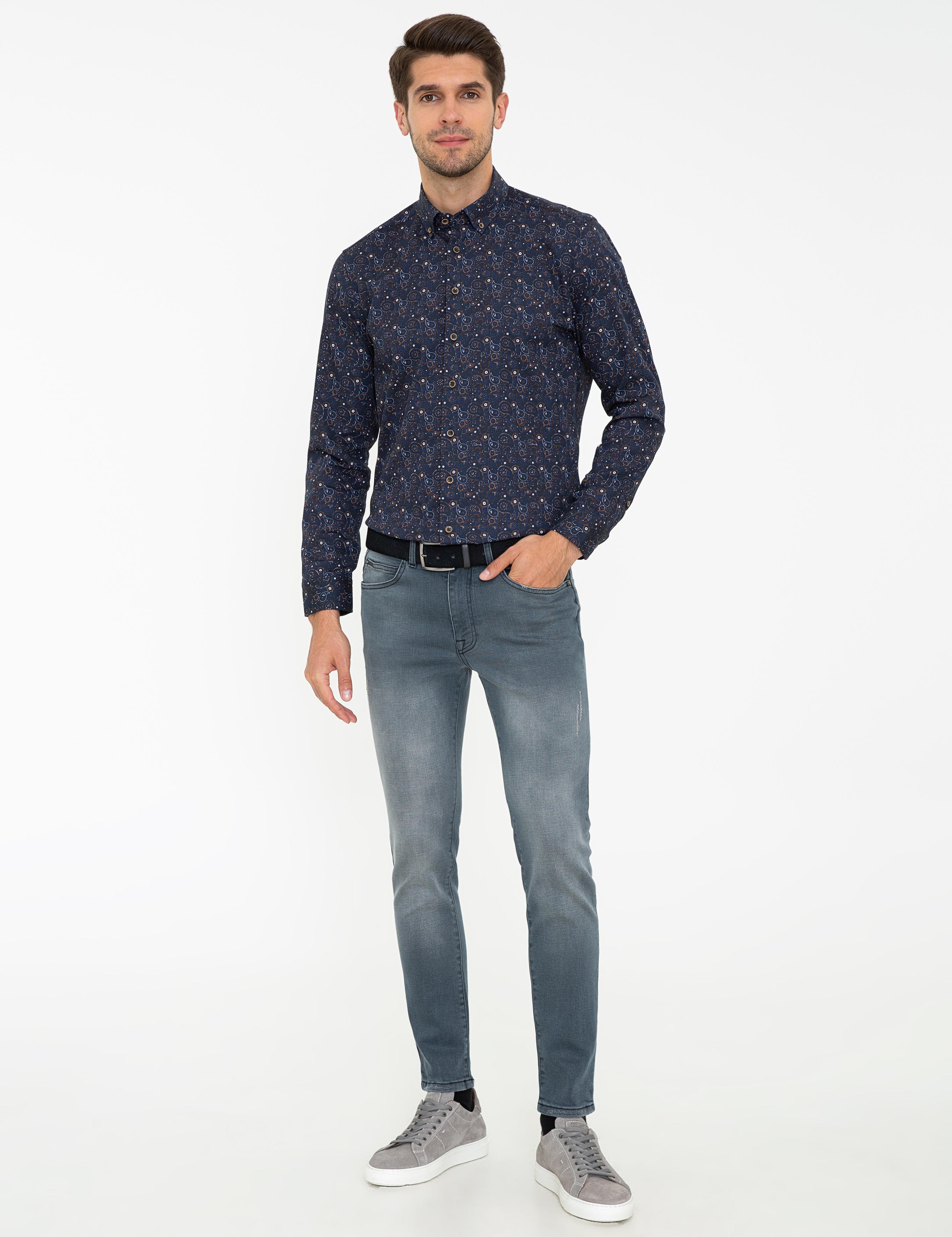 Lacivert Regular Fit Uzun Kollu Gömlek