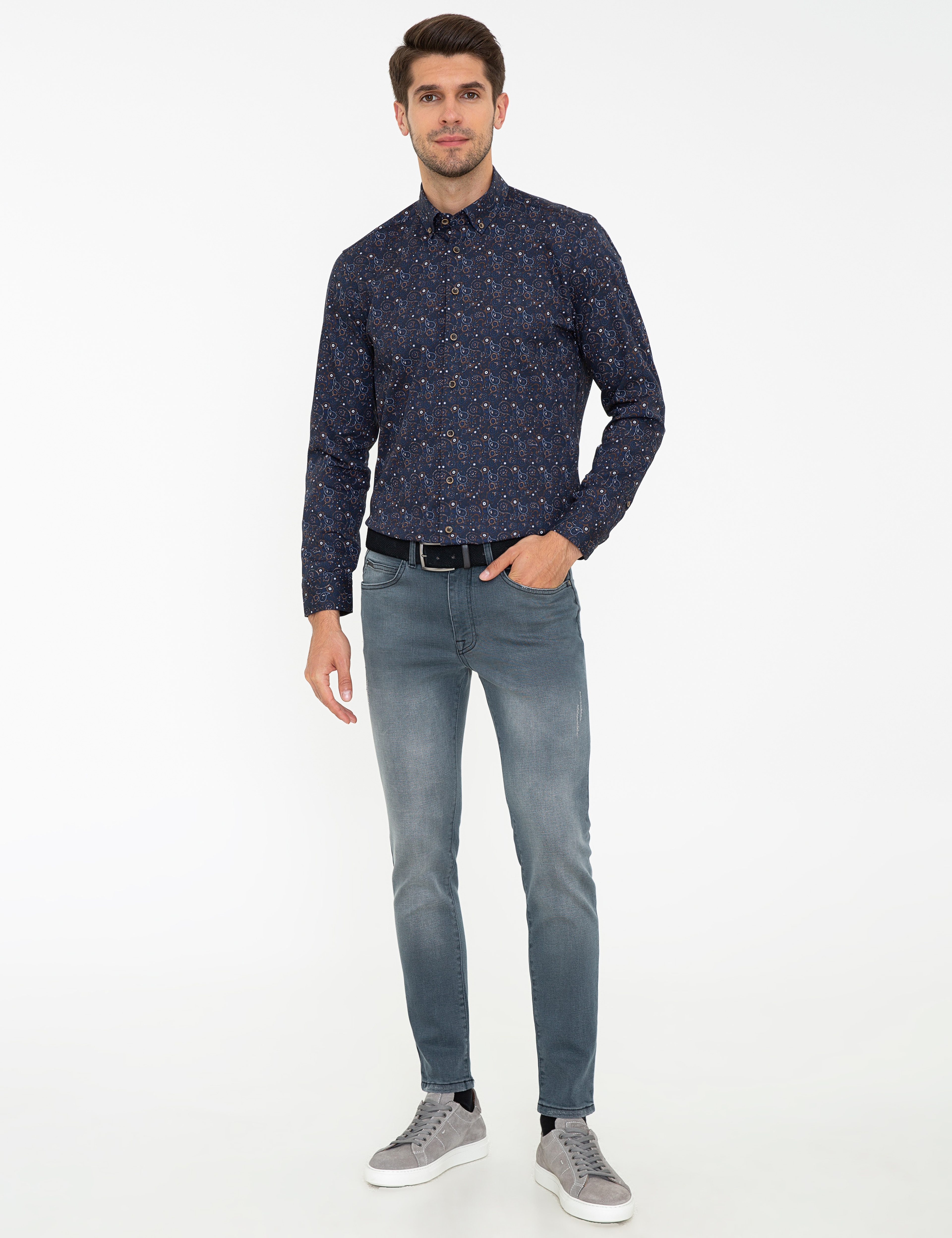 Lacivert Regular Fit Uzun Kollu Gömlek - Image 4