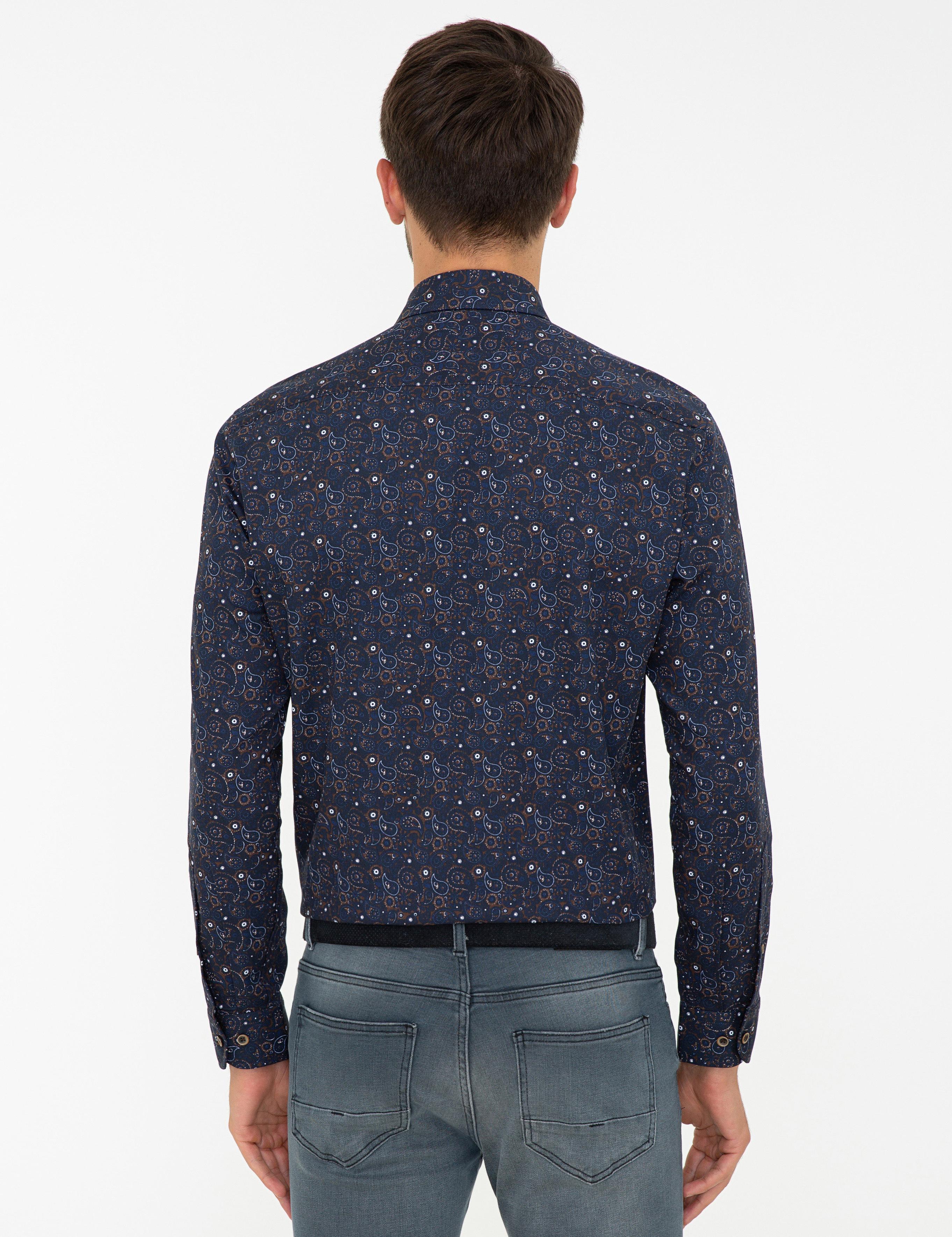 Lacivert Regular Fit Uzun Kollu Gömlek