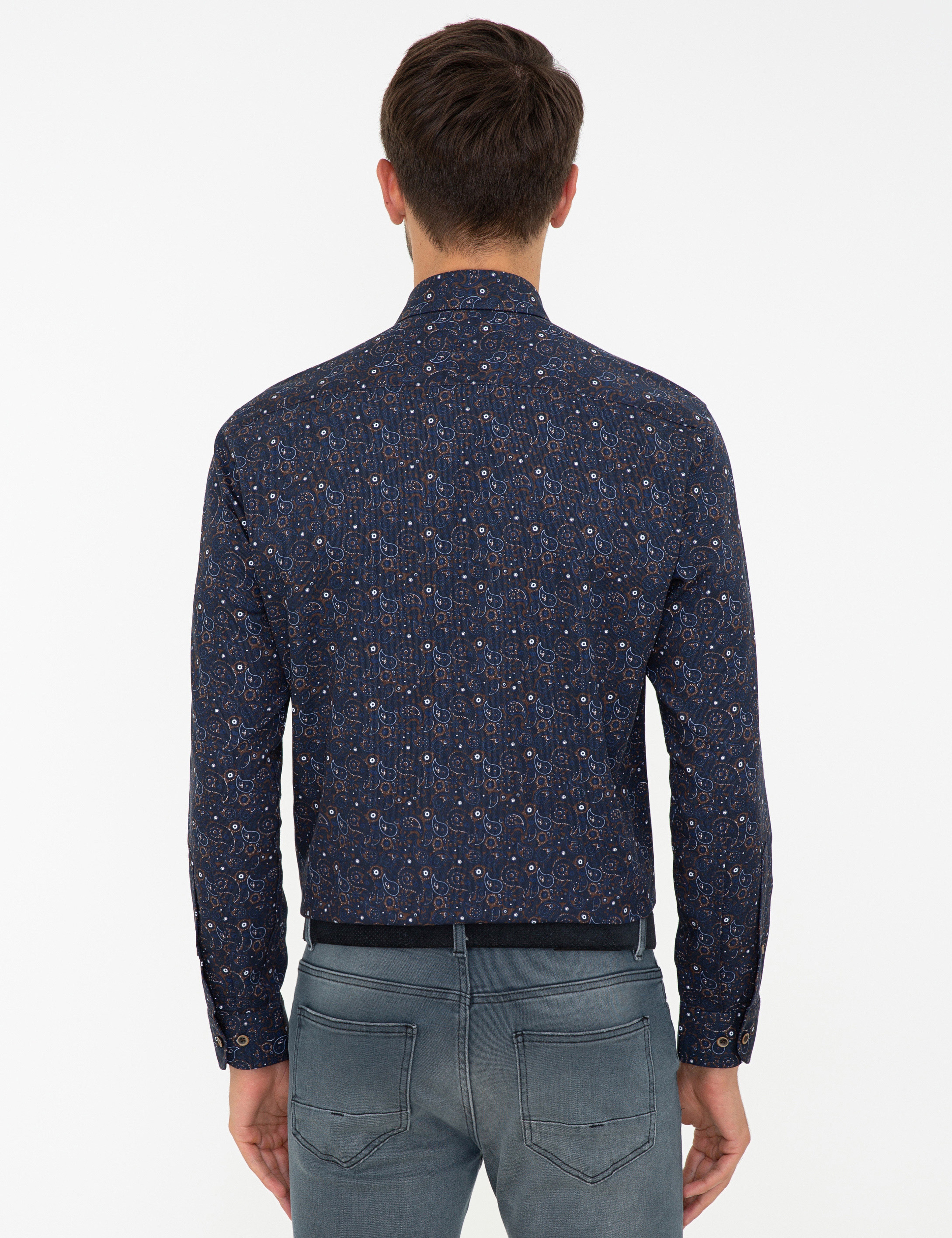 Lacivert Regular Fit Uzun Kollu Gömlek - Image 3