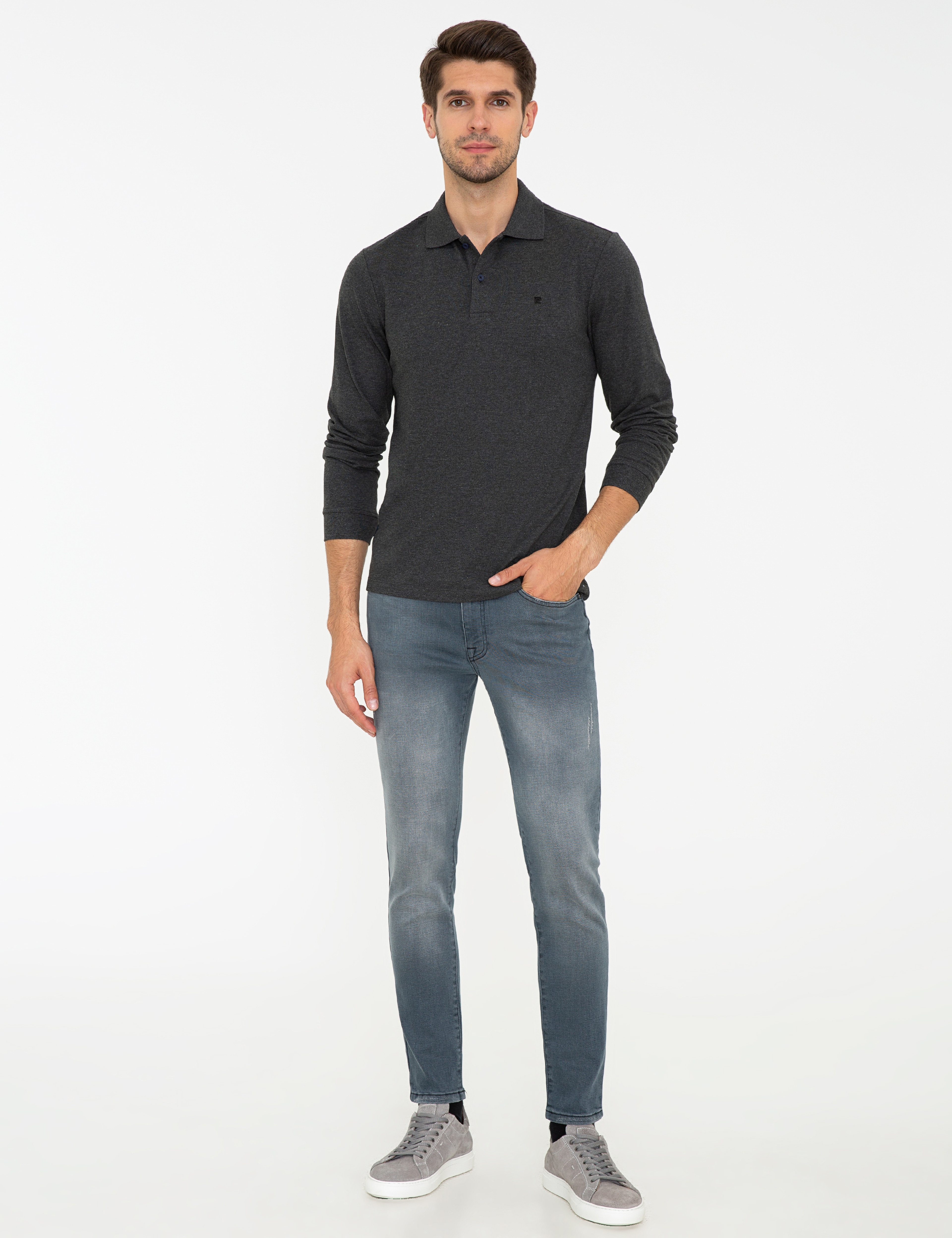 Antrasit Melanj Slim Fit Basic Sweatshirt - Image 5