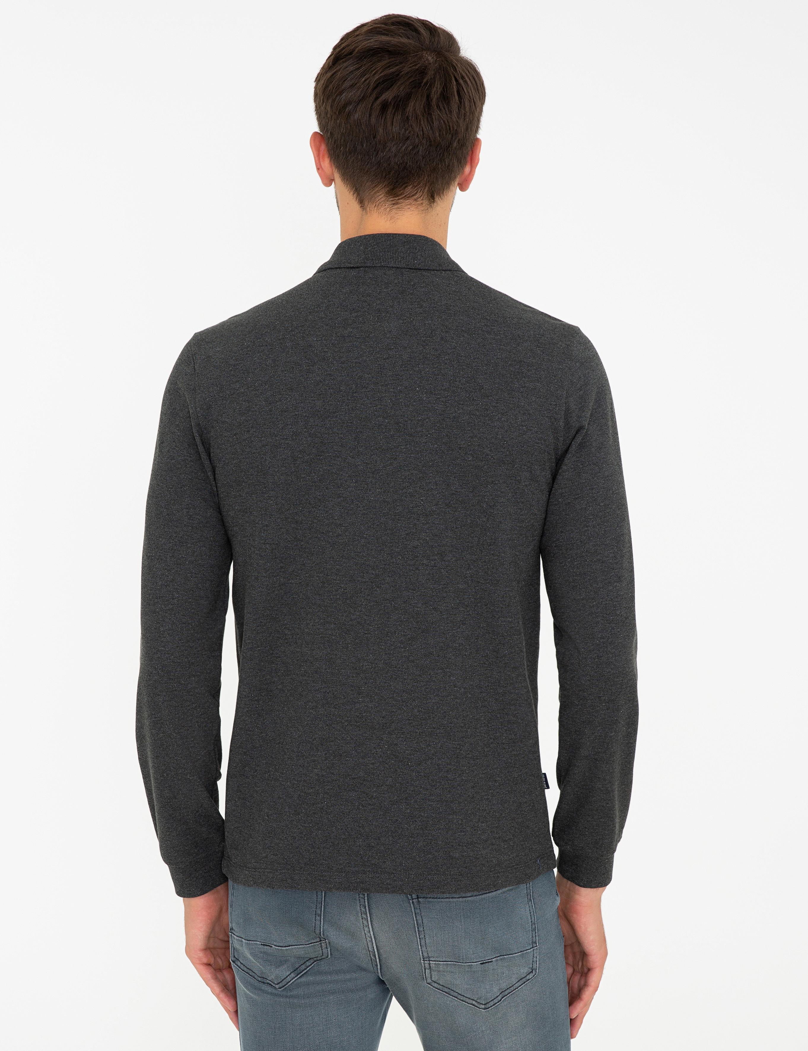 Antrasit Melanj Slim Fit Basic Sweatshirt