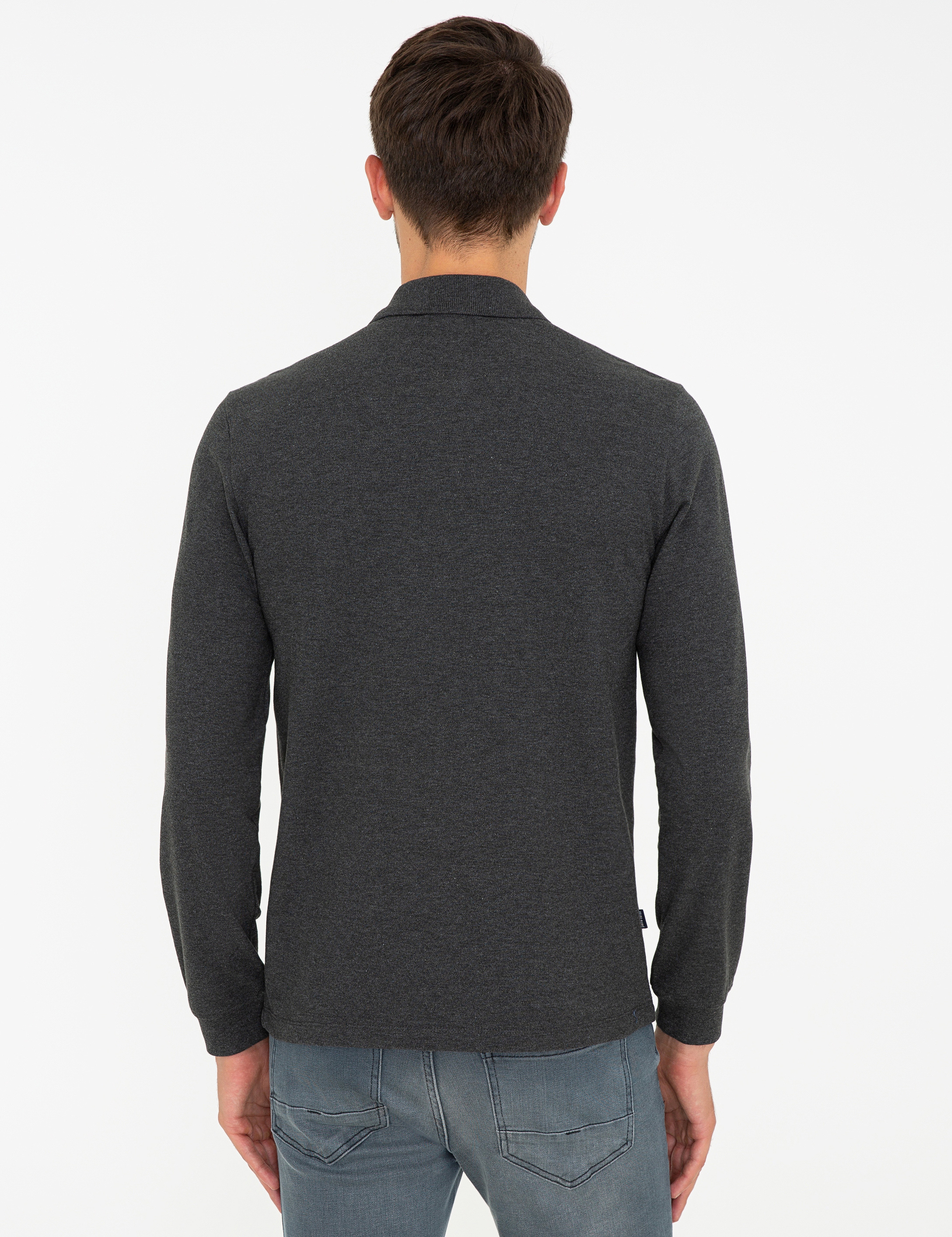 Antrasit Melanj Slim Fit Basic Sweatshirt - Image 4