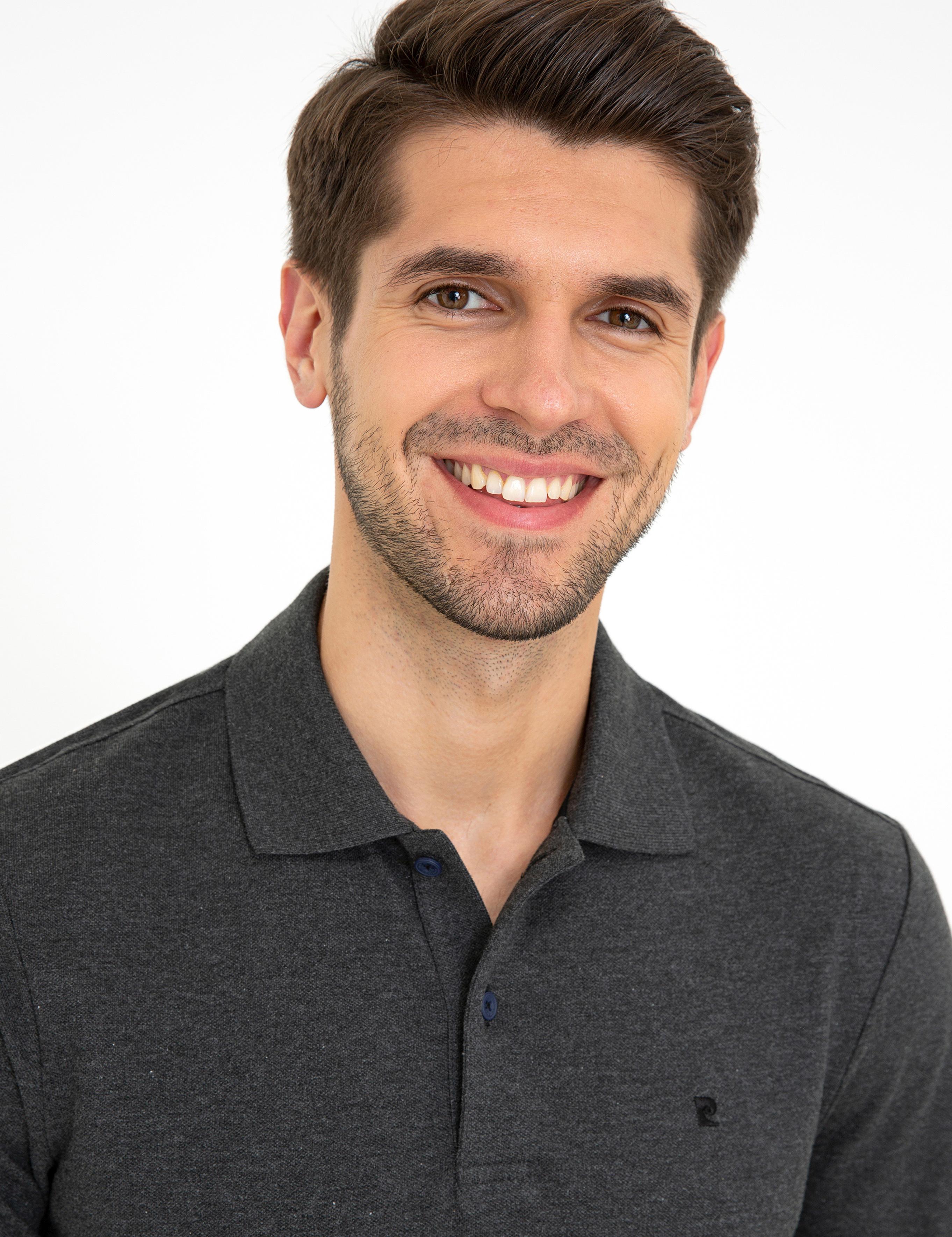 Antrasit Melanj Slim Fit Basic Sweatshirt