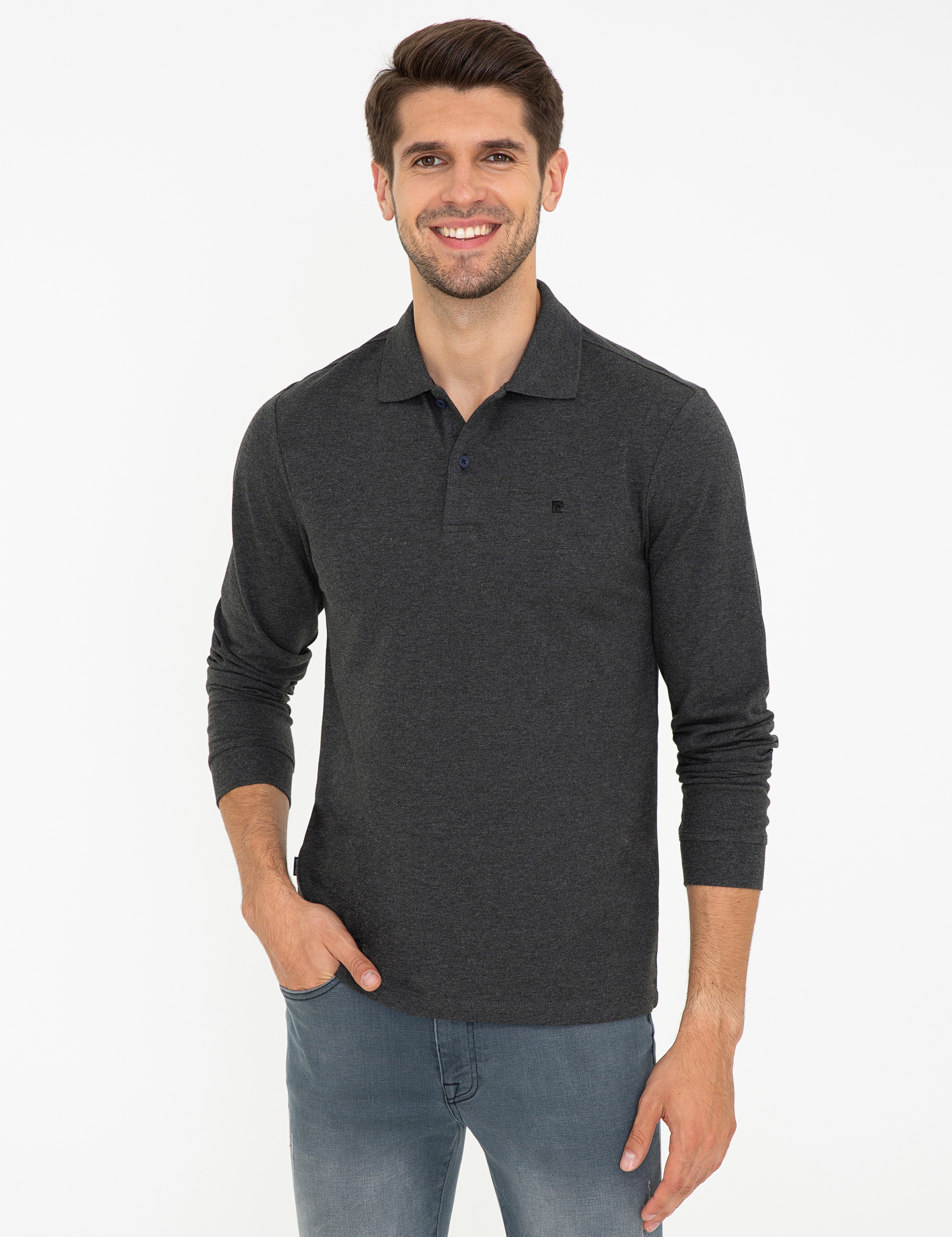 Antrasit Melanj Slim Fit Basic Sweatshirt - Image 1