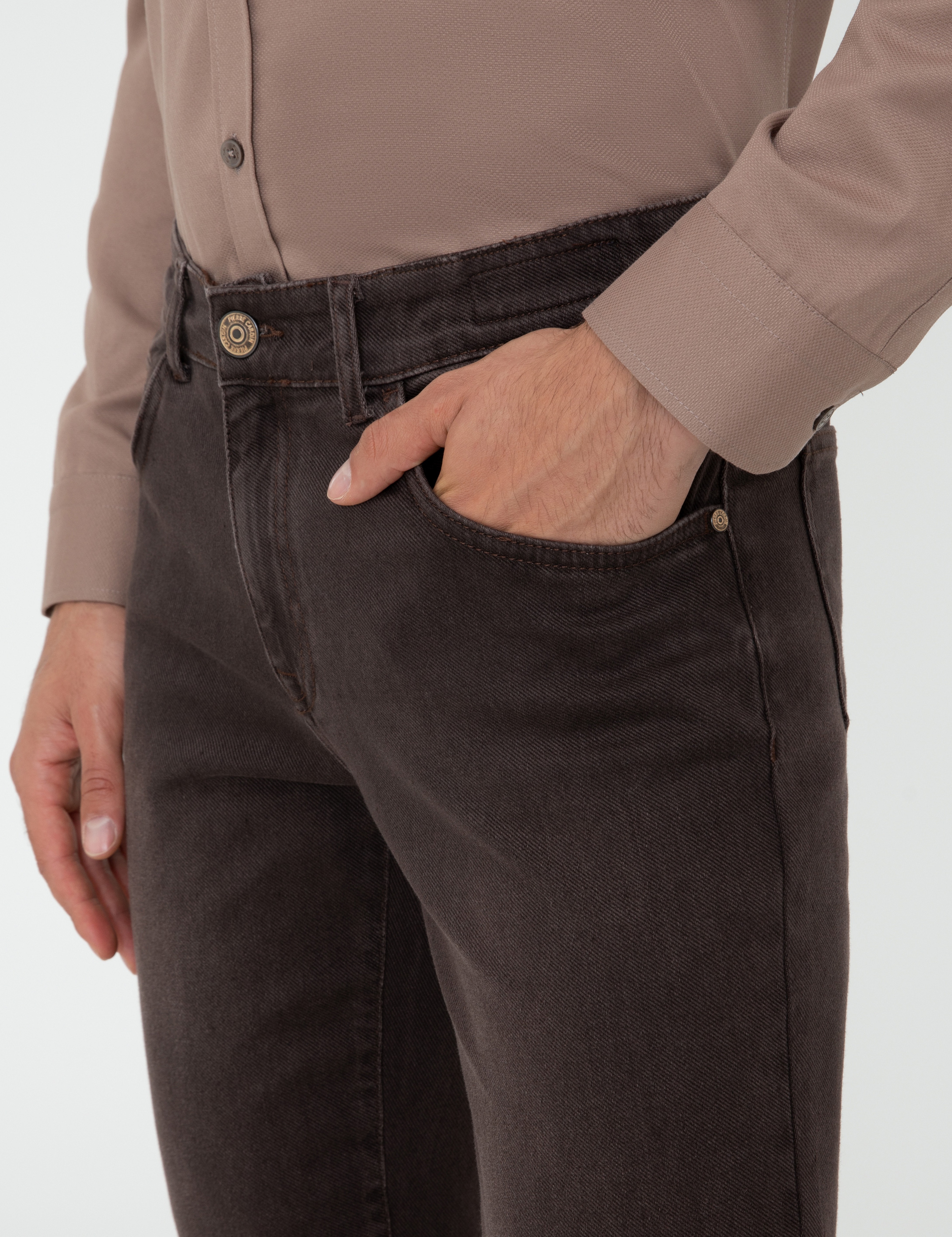 Kahverengi Slim Fit Jean Pantolon - Image 5