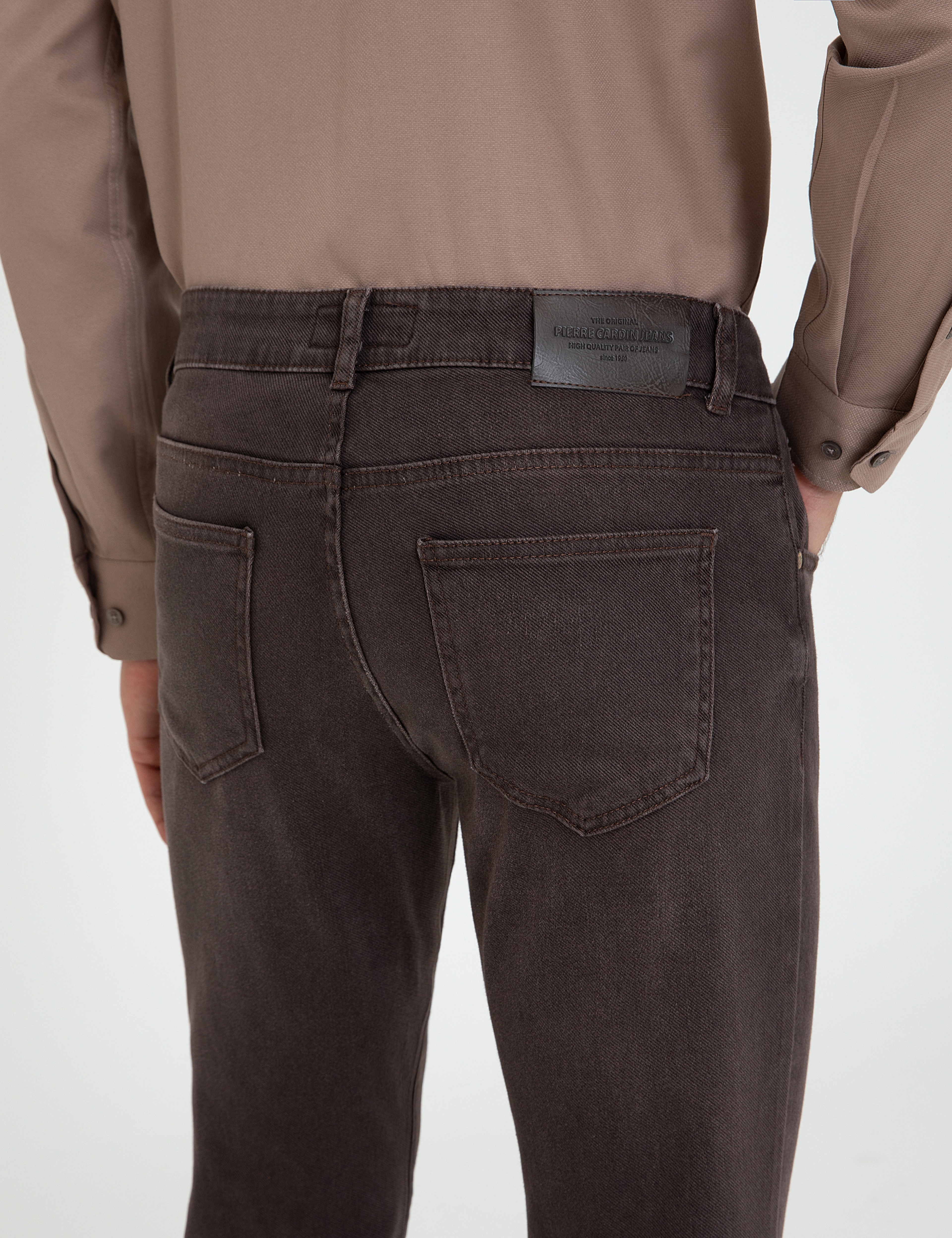 Kahverengi Slim Fit Jean Pantolon - Image 6