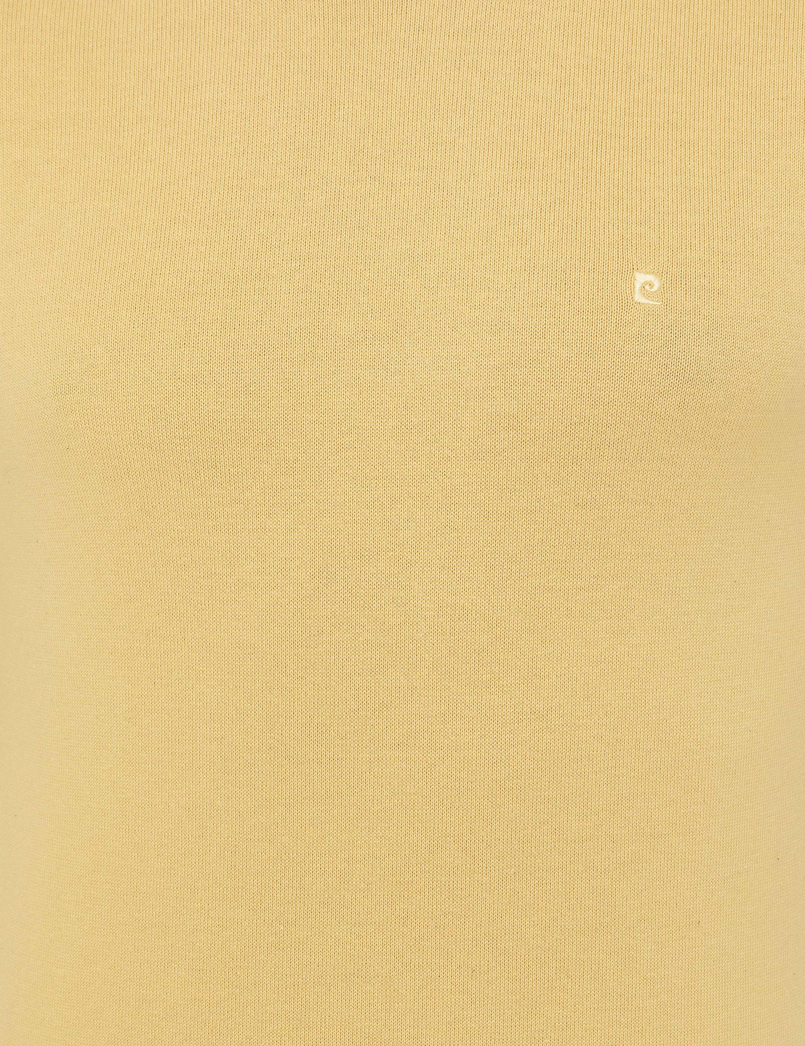 Açık Sarı Slim Fit Bisiklet Yaka Basic Triko Kazak