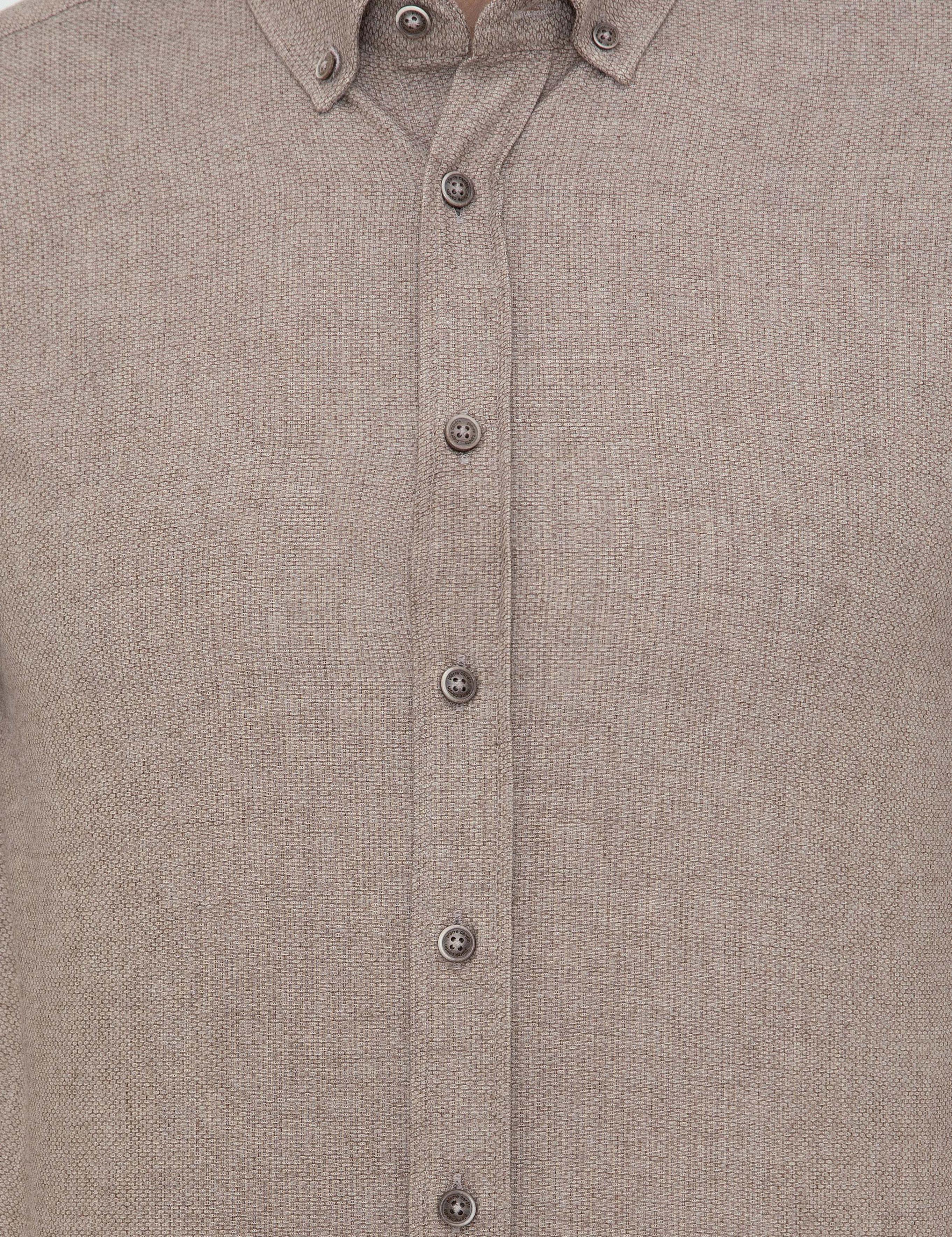 Bej Slim Fit Uzun Kollu Gömlek