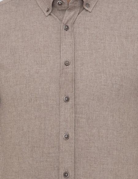 Bej Slim Fit Uzun Kollu Gömlek - 50238794028