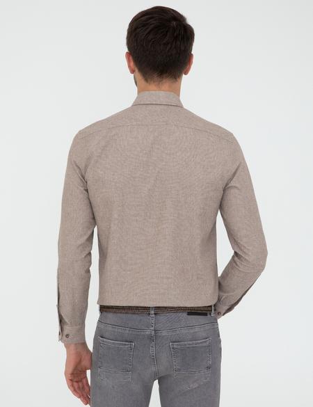Bej Slim Fit Uzun Kollu Gömlek - 50238794028