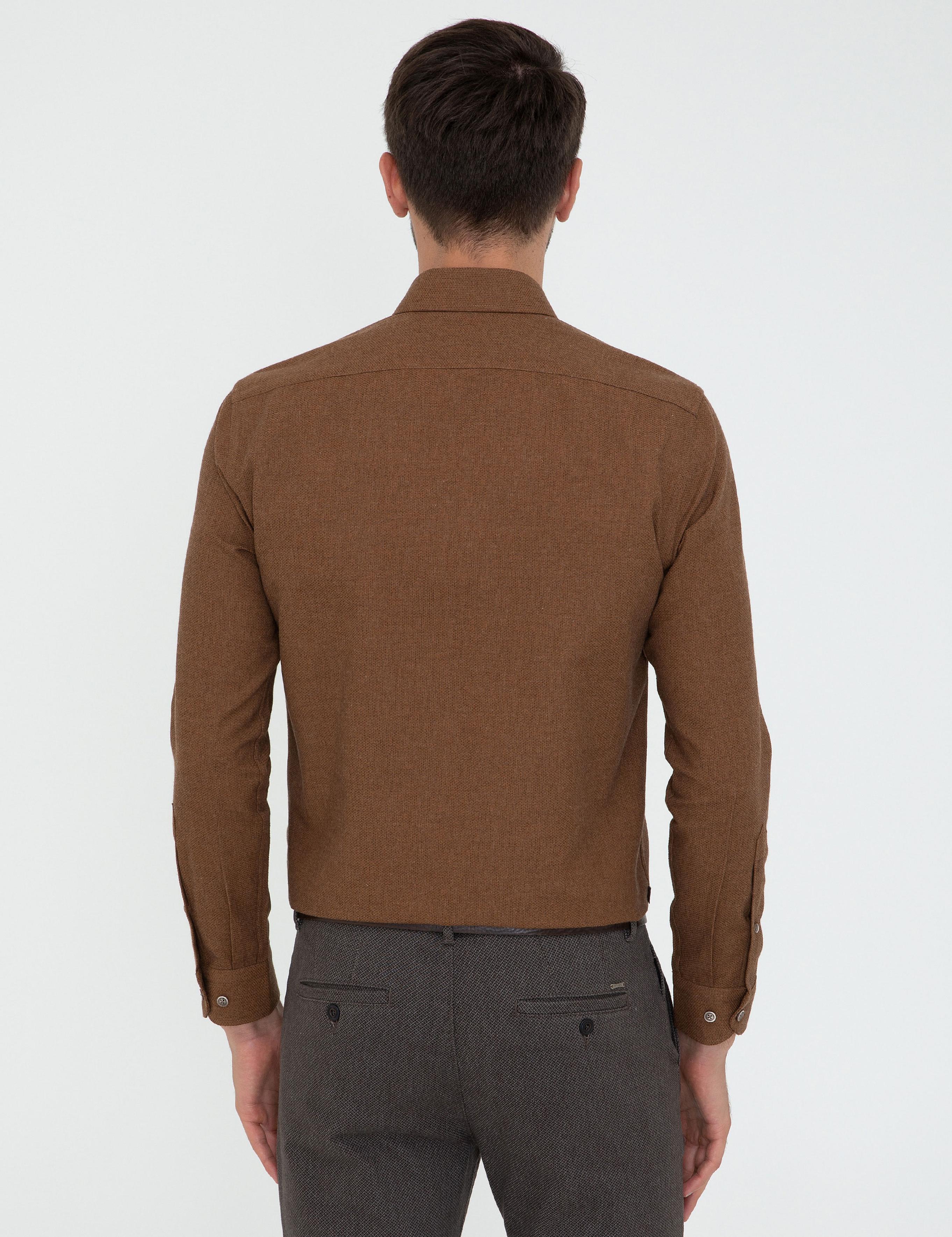 Taba Slim Fit Uzun Kollu Gömlek