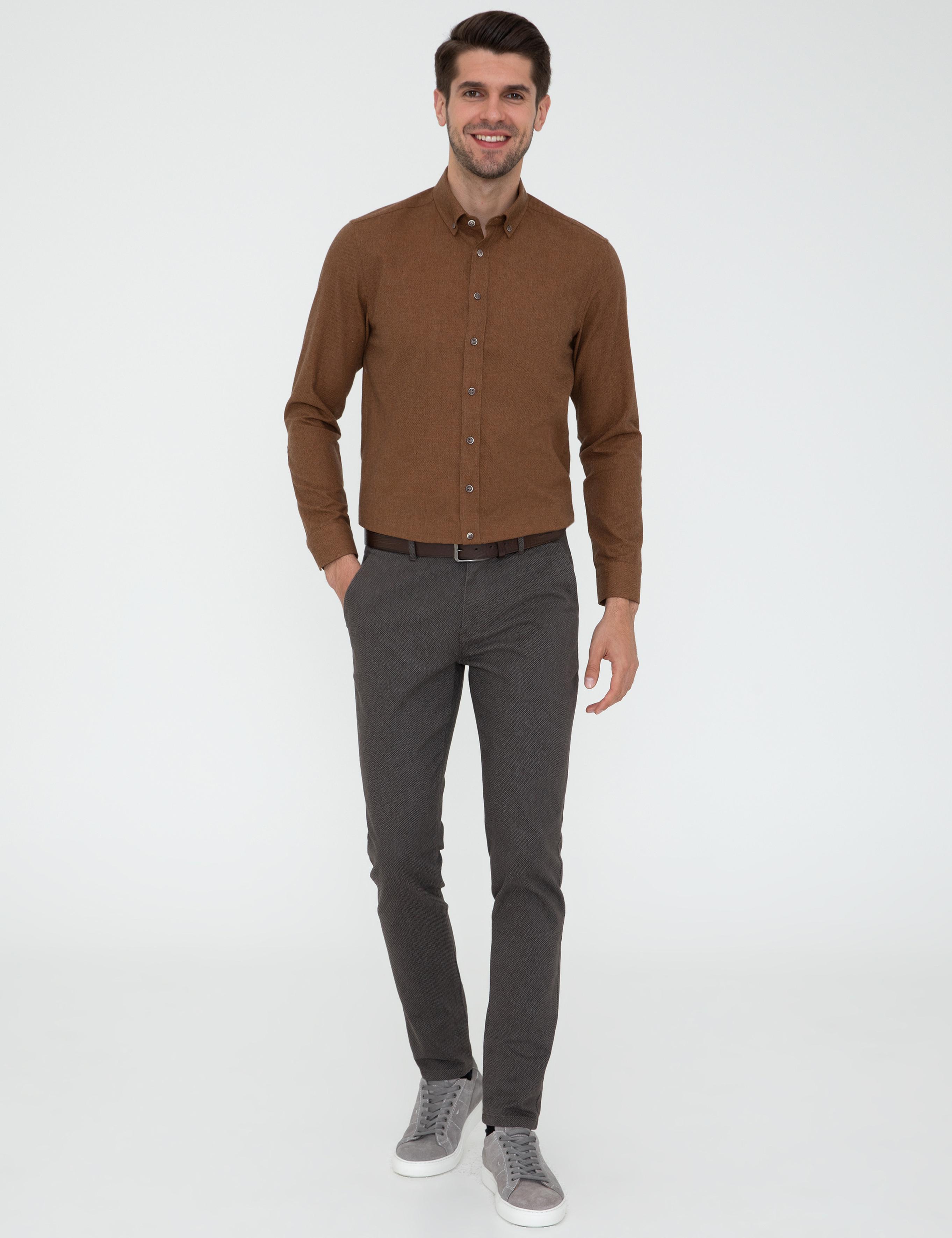 Taba Slim Fit Uzun Kollu Gömlek