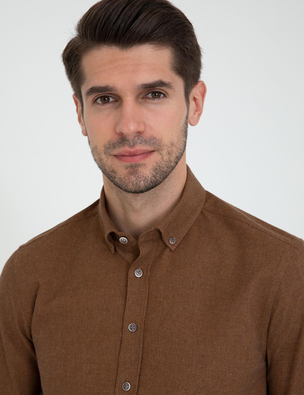 Taba Slim Fit Uzun Kollu Gömlek - 50238794055