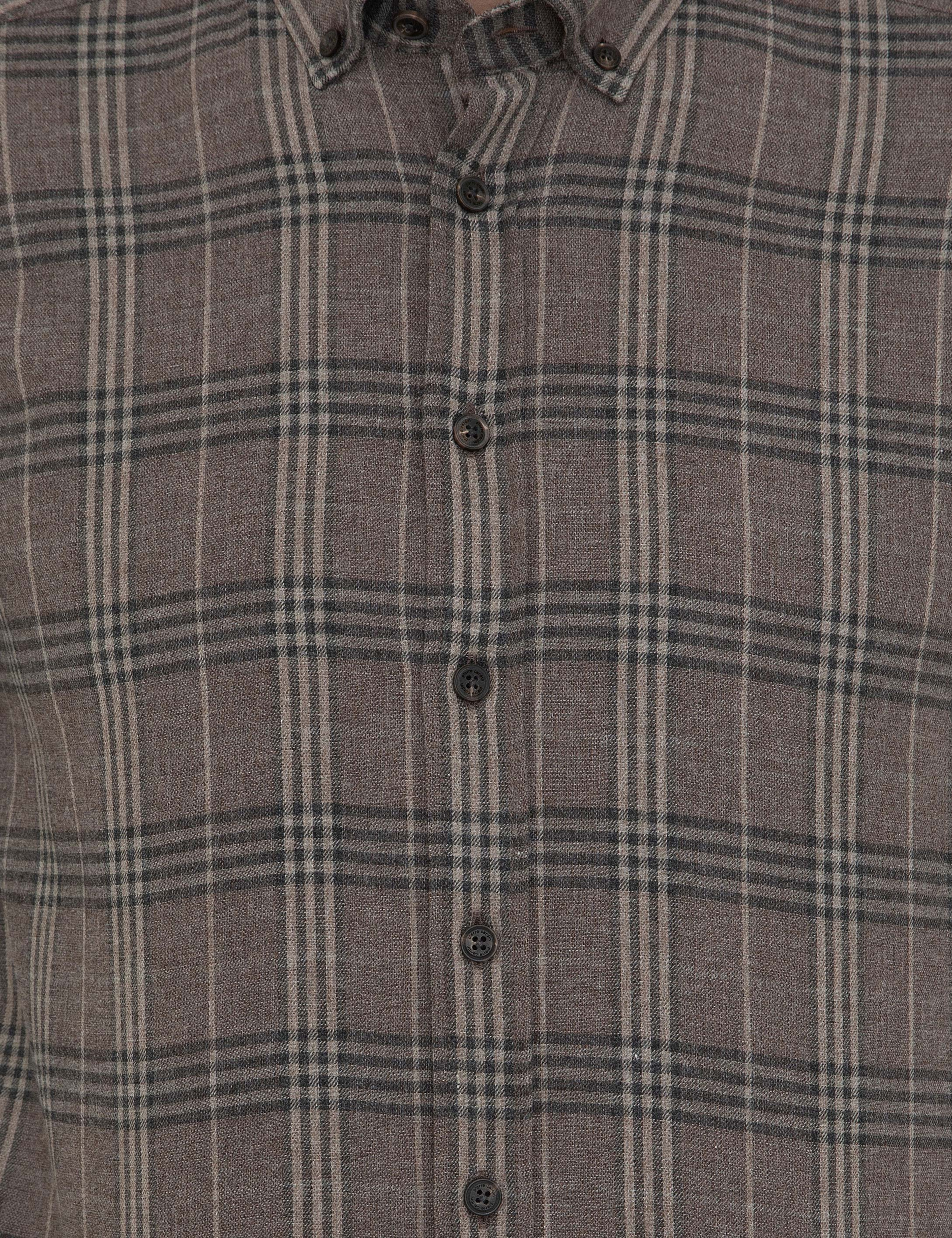 Kahverengi Regular Fit Uzun Kollu Gömlek - Image 5