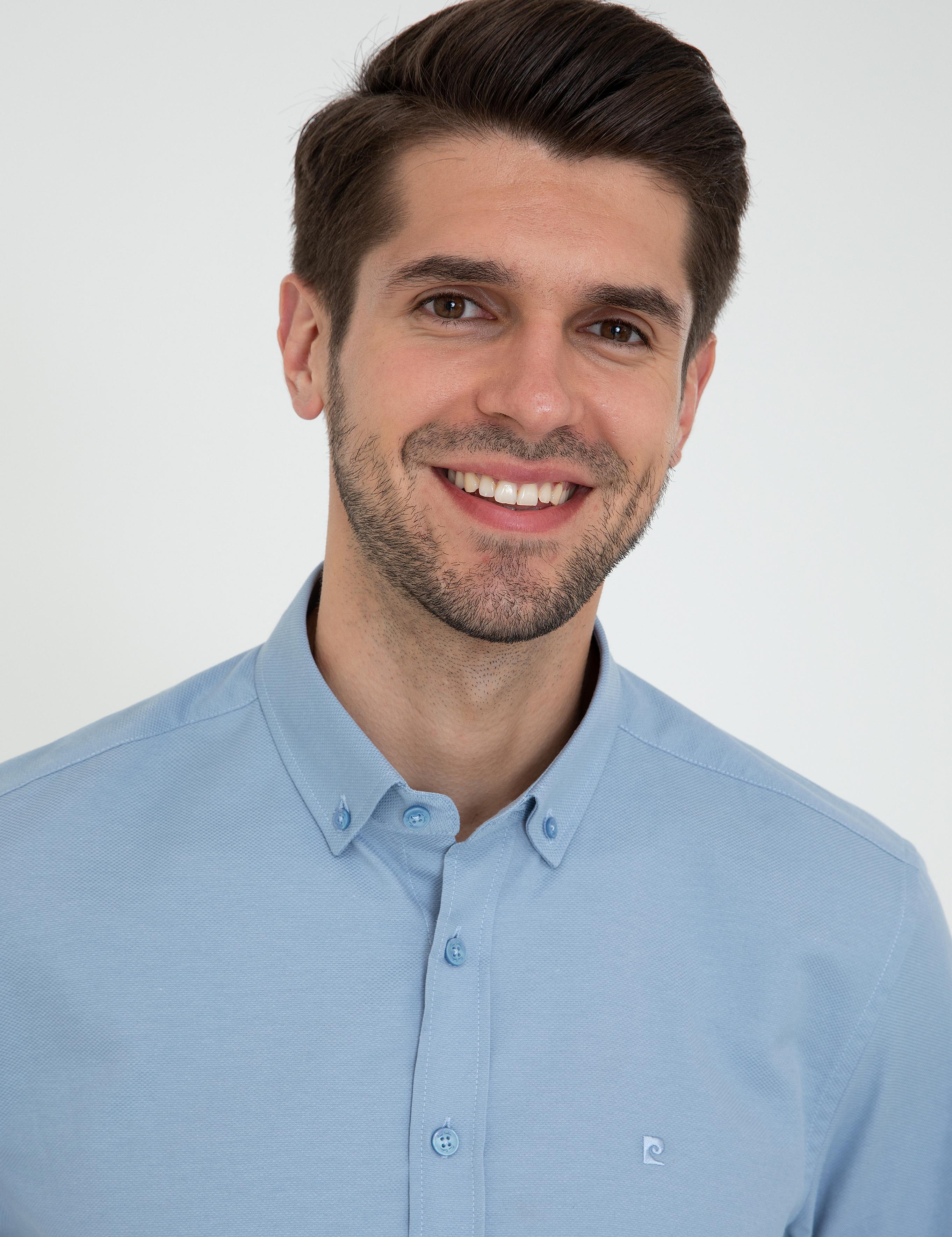 Koyu Mavi Slim Fit Oxford Gömlek