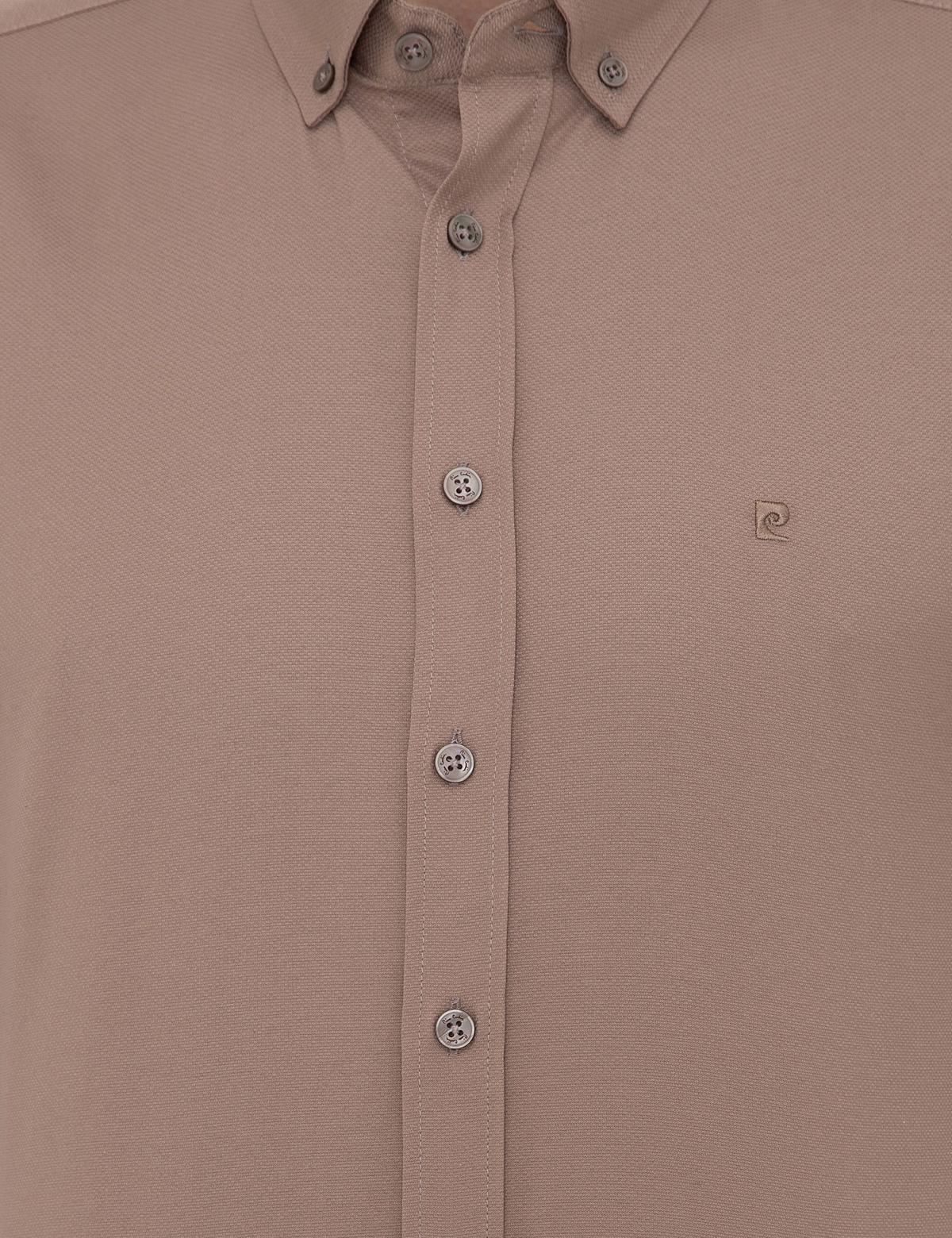 Açık Kahverengi Slim Fit Uzun Kollu Gömlek - 50247983095